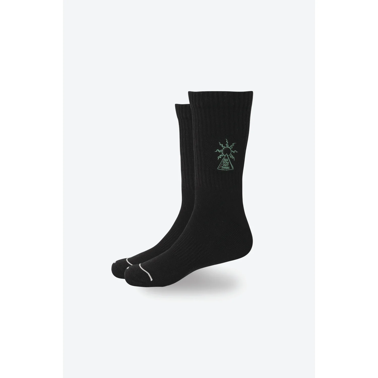 Socken, Schwarz, Rippstrick, Knöchelhoch, Motivstickerei