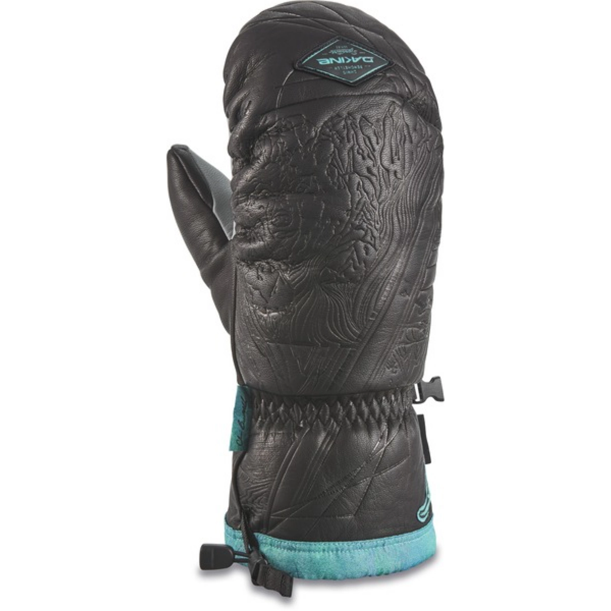 Wintermantel, Mitten, Schwarz, Geprägte Oberfläche, Garnitur/Teal Akzent, Winterhandschuh, Schwarz, Materialleder?, Schnittmuster?, Kunststoffverschluss