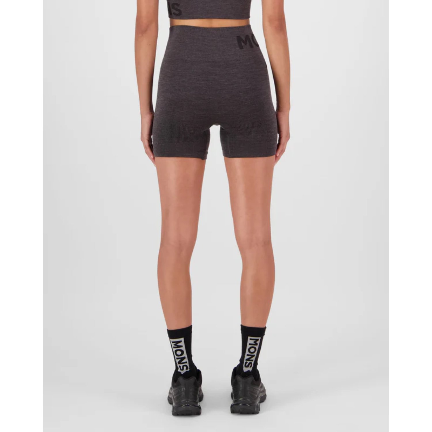 Röhrenshorts, Fitnessshorts, Hohe Taille, Stretchmaterial, Dunkelgrau