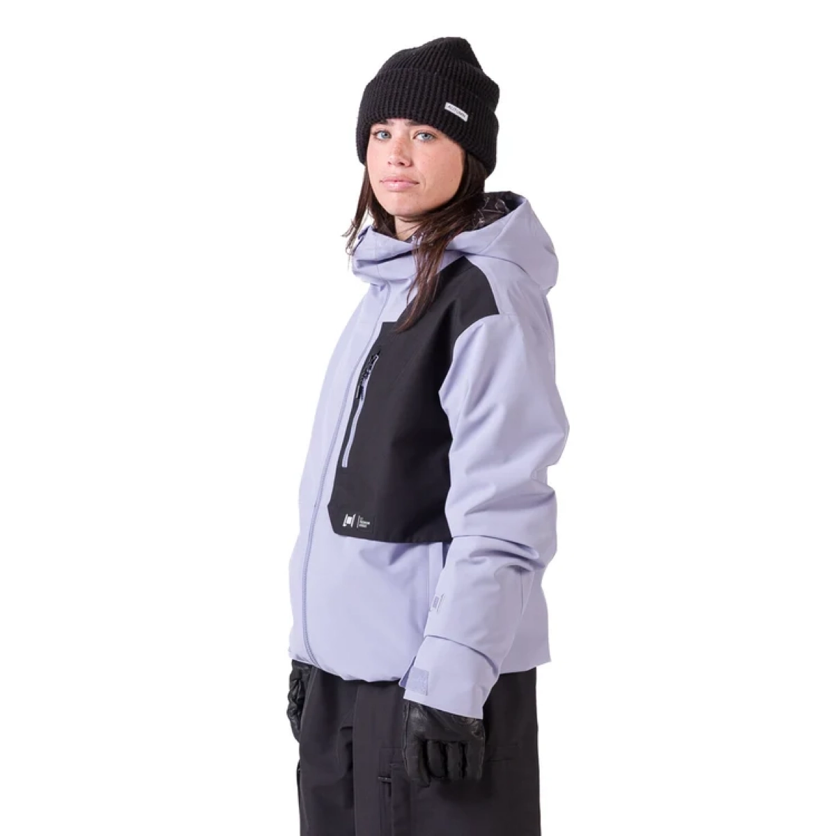 Veste de ski, softshell, violet, noir, capuche, veste, softshell, bicolore, sweat à capuche, gants