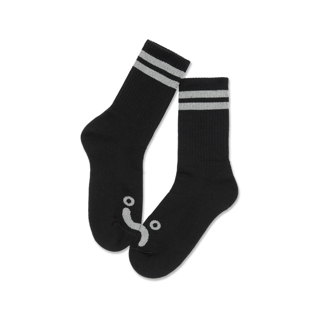 Chaussettes, chaussettes de sport, noires, rayées, motif en croix