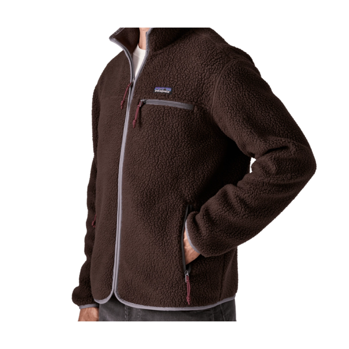 M'S Retro Pile Jkt Fleecejacke, Braune Fleece, Reißverschluss-Taschen, High-Collar, Patagonia-Fleece