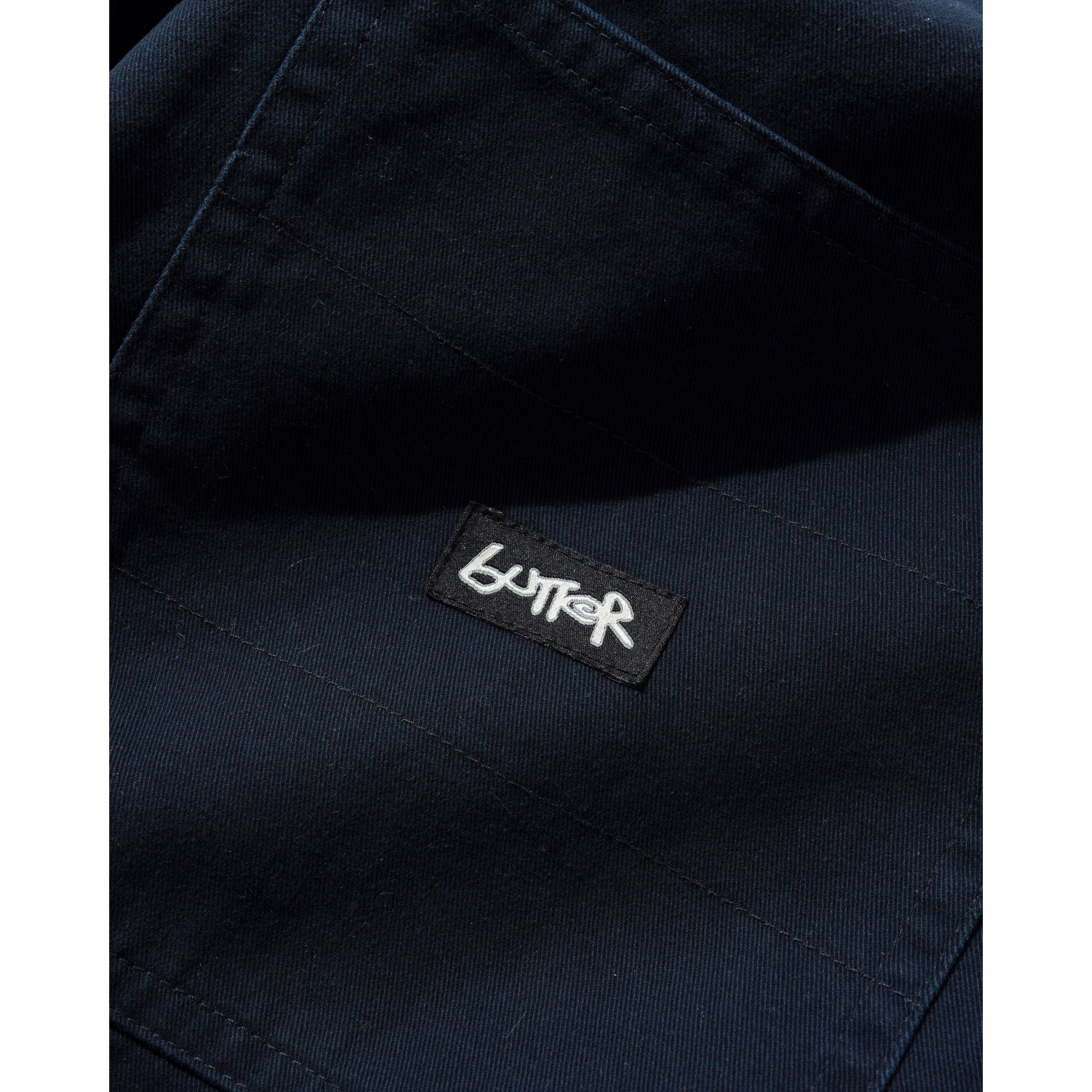 navy fabric, Logo-Label, Patch, Garniturnaht, dunkelblau