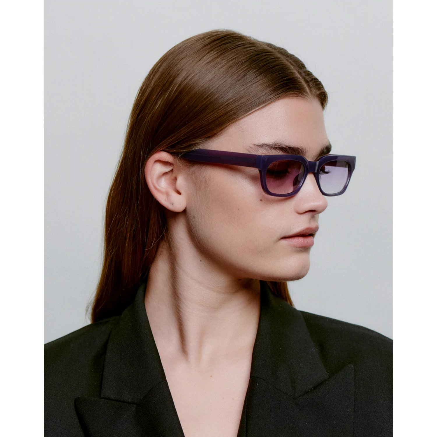 Bror Lunettes de soleil, monture en plastique, forme carrée, couleur violette, grande taille