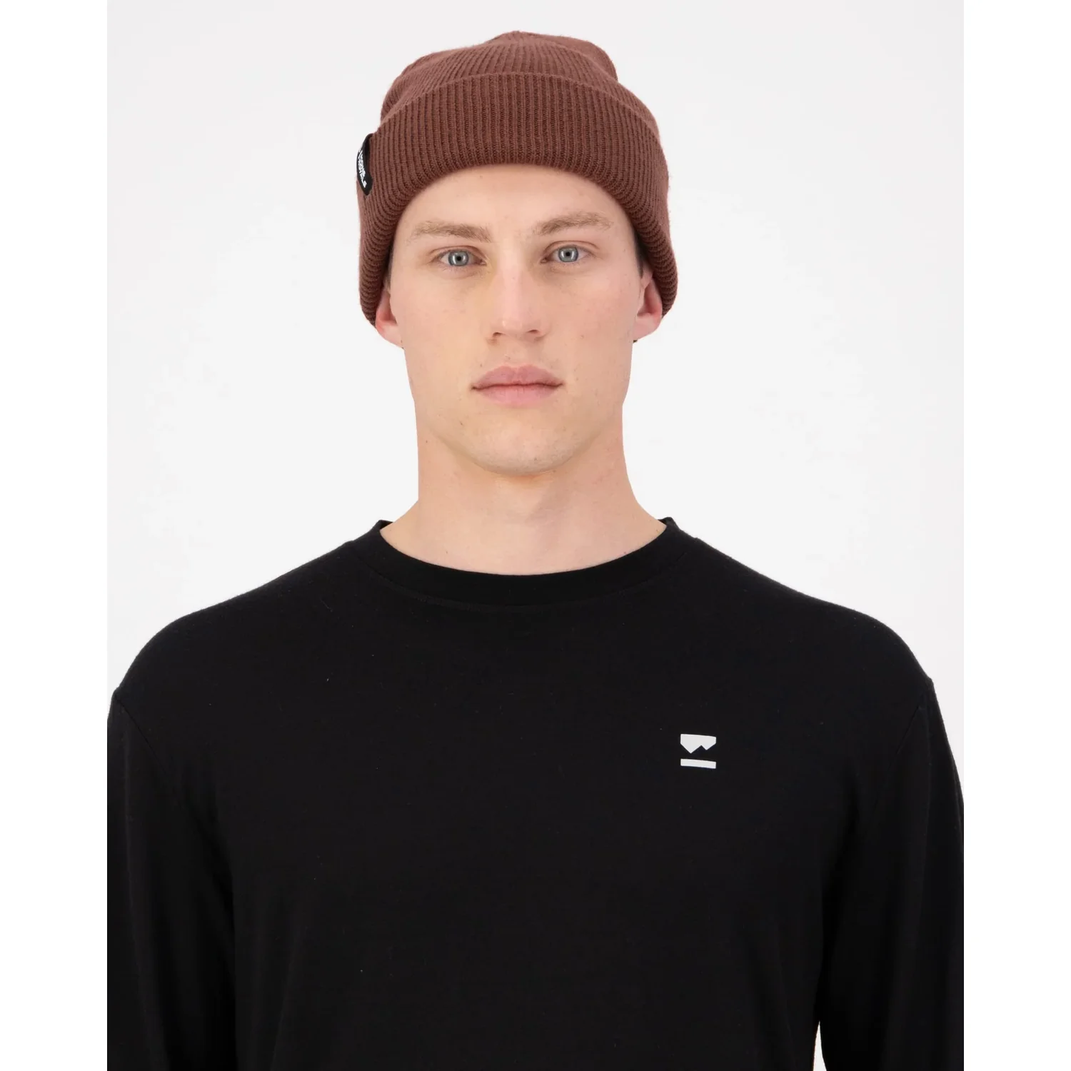 Chunky Logger Mer. Beanie Strickmütze, Beanie, Rippstrick, Braun, Umschlagrand