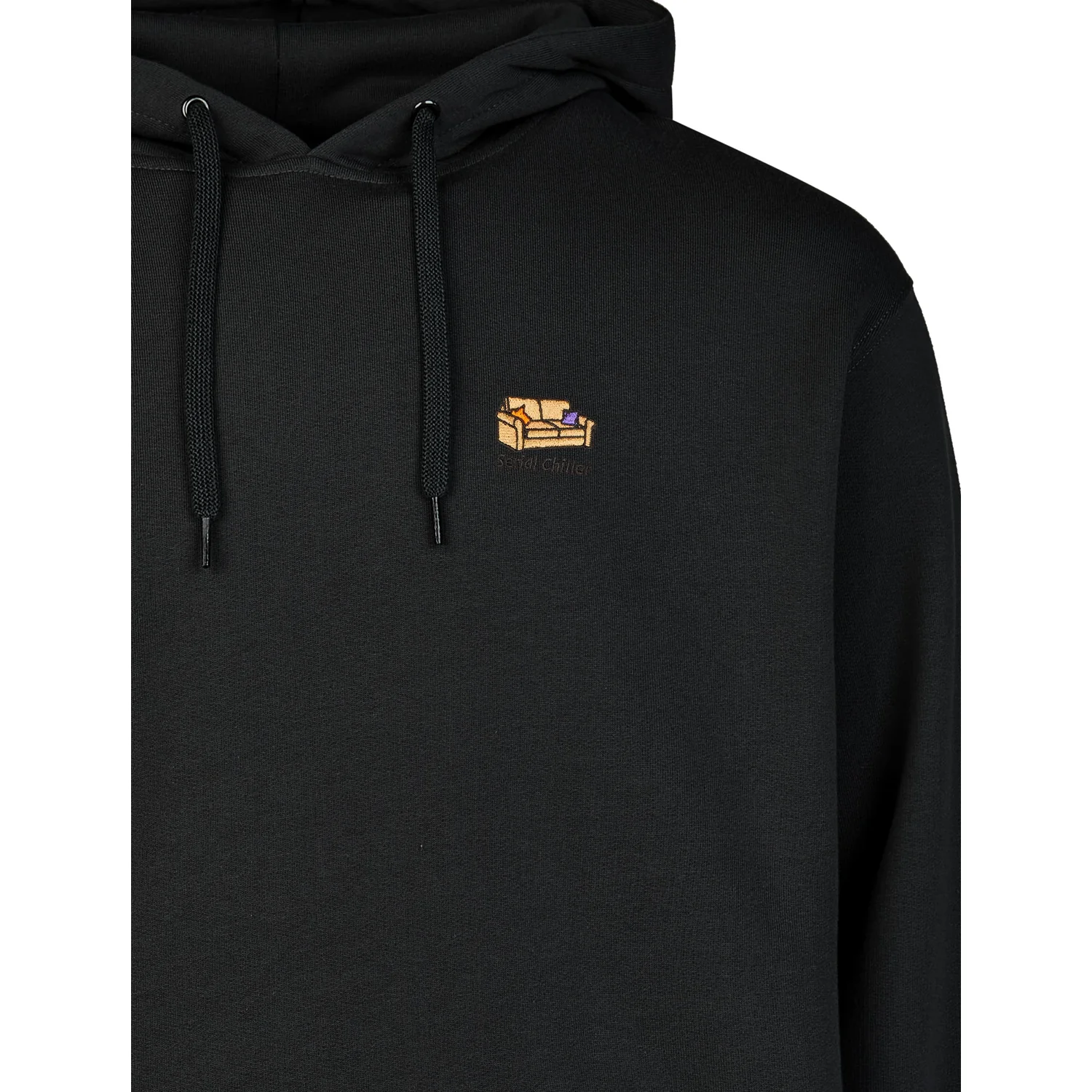 Serial Chiller Hoodie Sweat à capuche, noir, capuche, cordon de serrage, broderie sur la poitrine