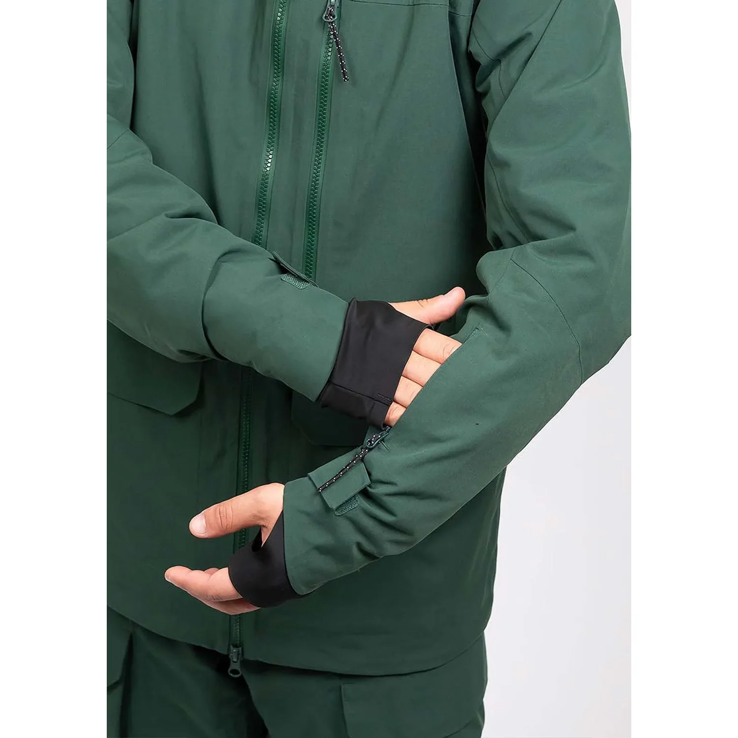 Outdoorjacke, dunkelgrün, Reißverschluss, Daumenlöcher, verstellbare Ärmelbündchen