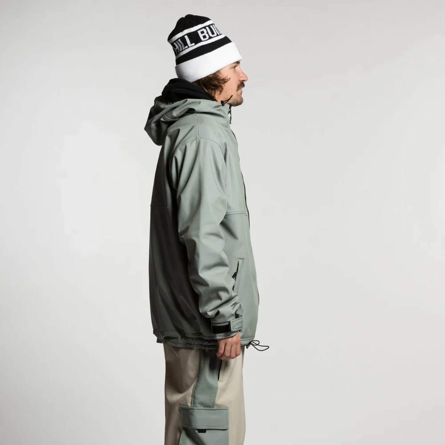 Veste pour homme, capuche, vert sauge, veste de plein air, poignets réglables