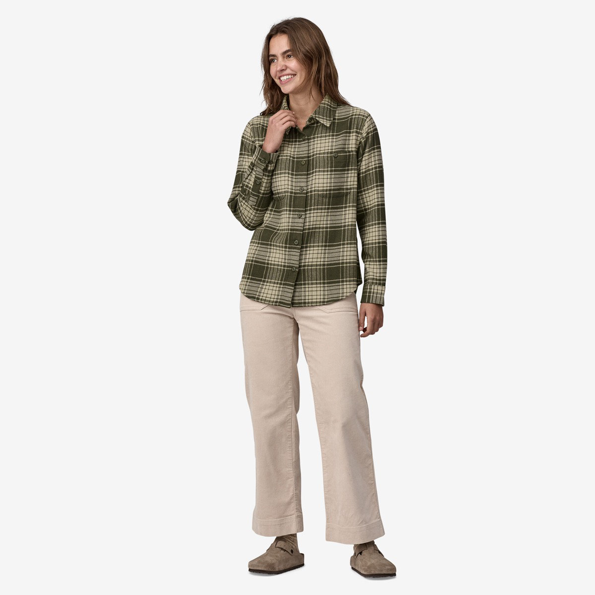 W's Fjord Flannel Shirt Langarm, Leinen, Hemd, Person, Hosen
