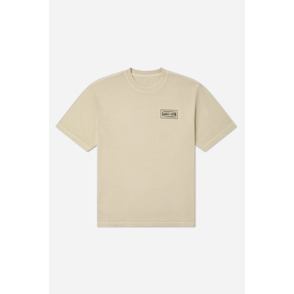 beige, T-Shirt, kurzarm, Logo, unifärbig, Tee, Beige, Rundhals, Kleidungsteil, T-Shirt