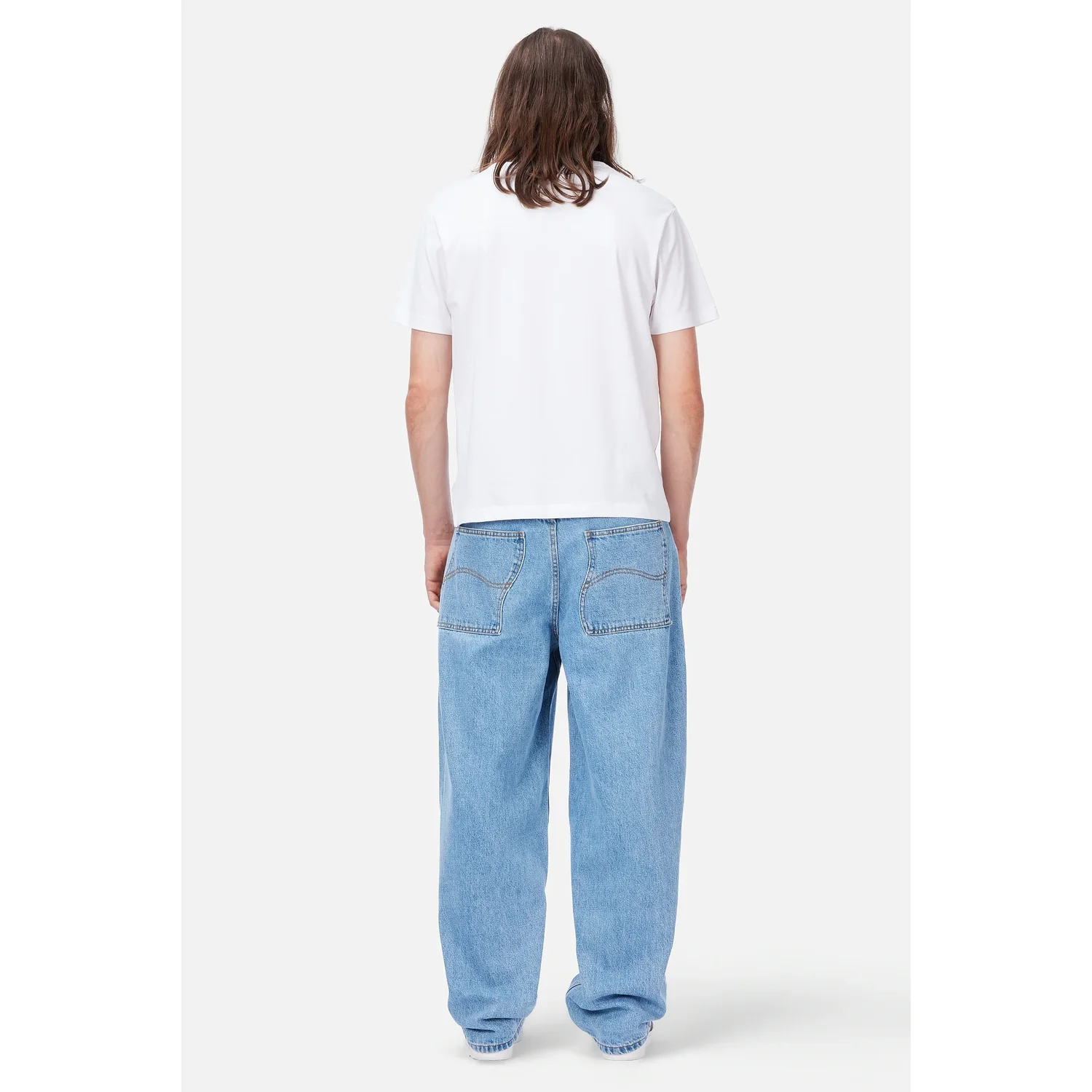 Jeans, Hellblau, Weites Bein, T-Shirt, Weiß