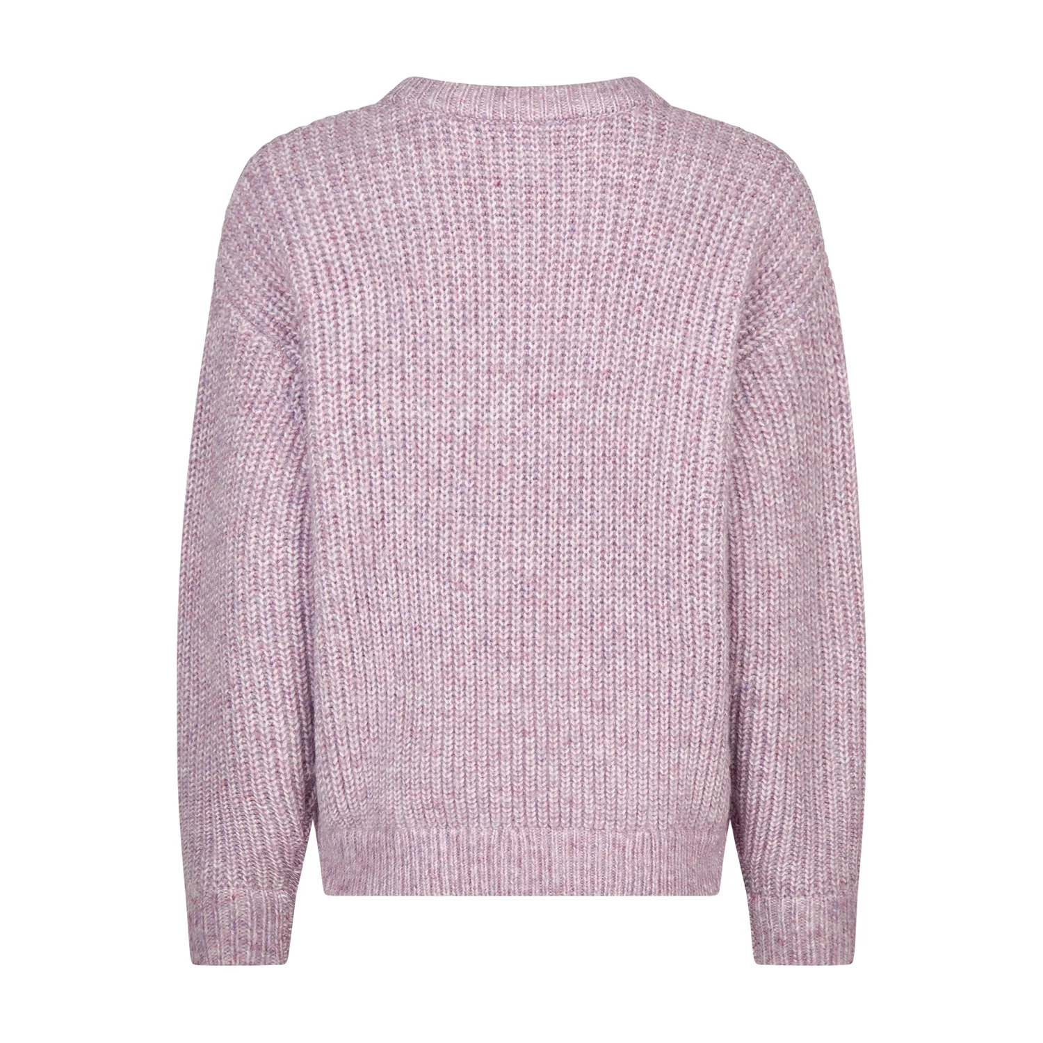 Hairiette Knit Strickpullover, Rundhalsausschnitt, Rosa meliert, Rippstrickbündchen, Grobstrick