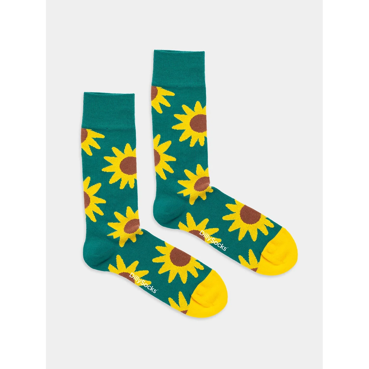 Blooming Sunflower Chaussettes, motif tournesol, turquoise, dentelle jaune