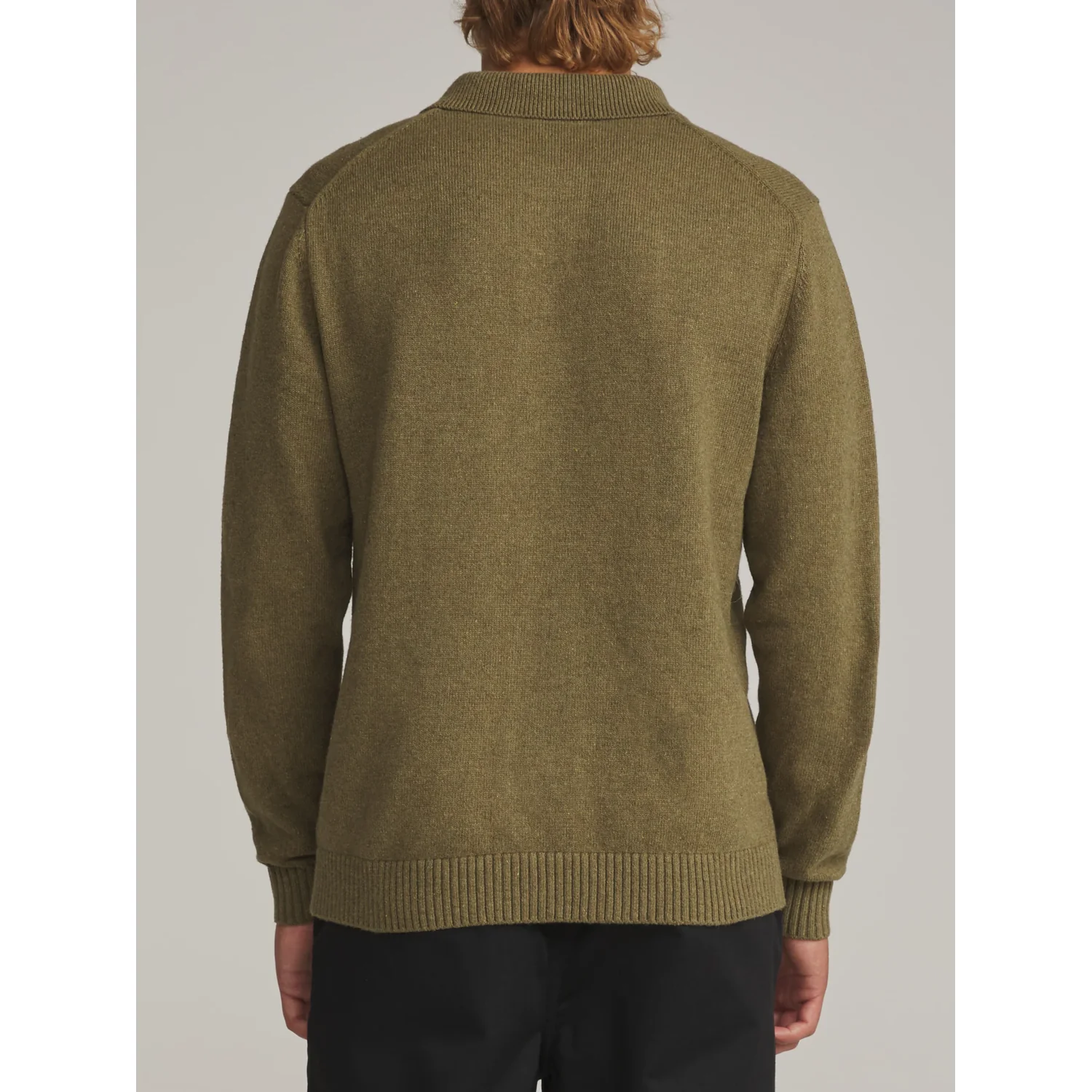Conor Sweater Strickpullover, Olivgrün, Stehkragen, Langarm, Rippstrickbündchen