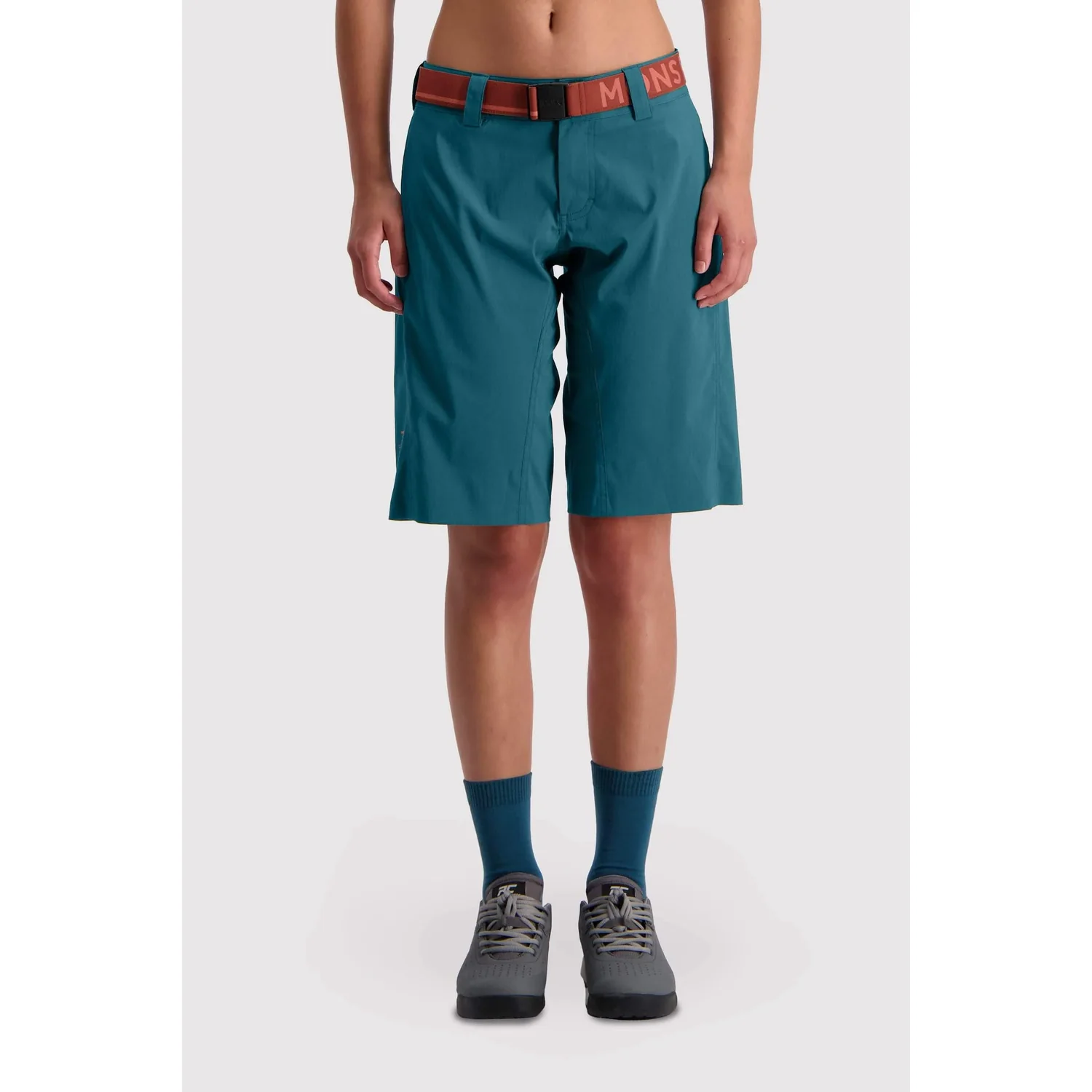 Bermudashorts, Petrolblau, Knielang, Gürtel, Einfarbig