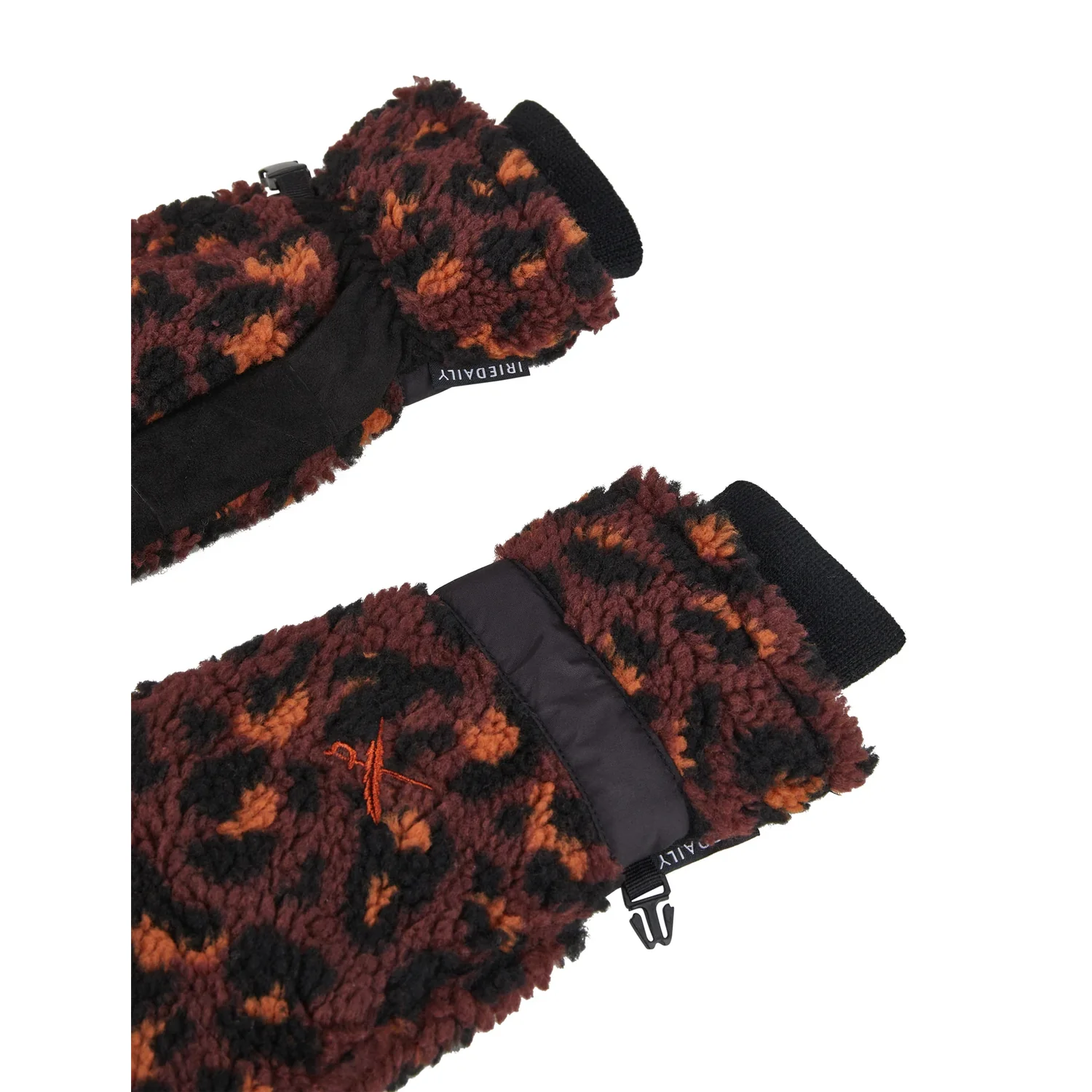 Fäustlinge, Fleece, Camouflage-Muster, Bordeaux-schwarz, Handgelenkriemen