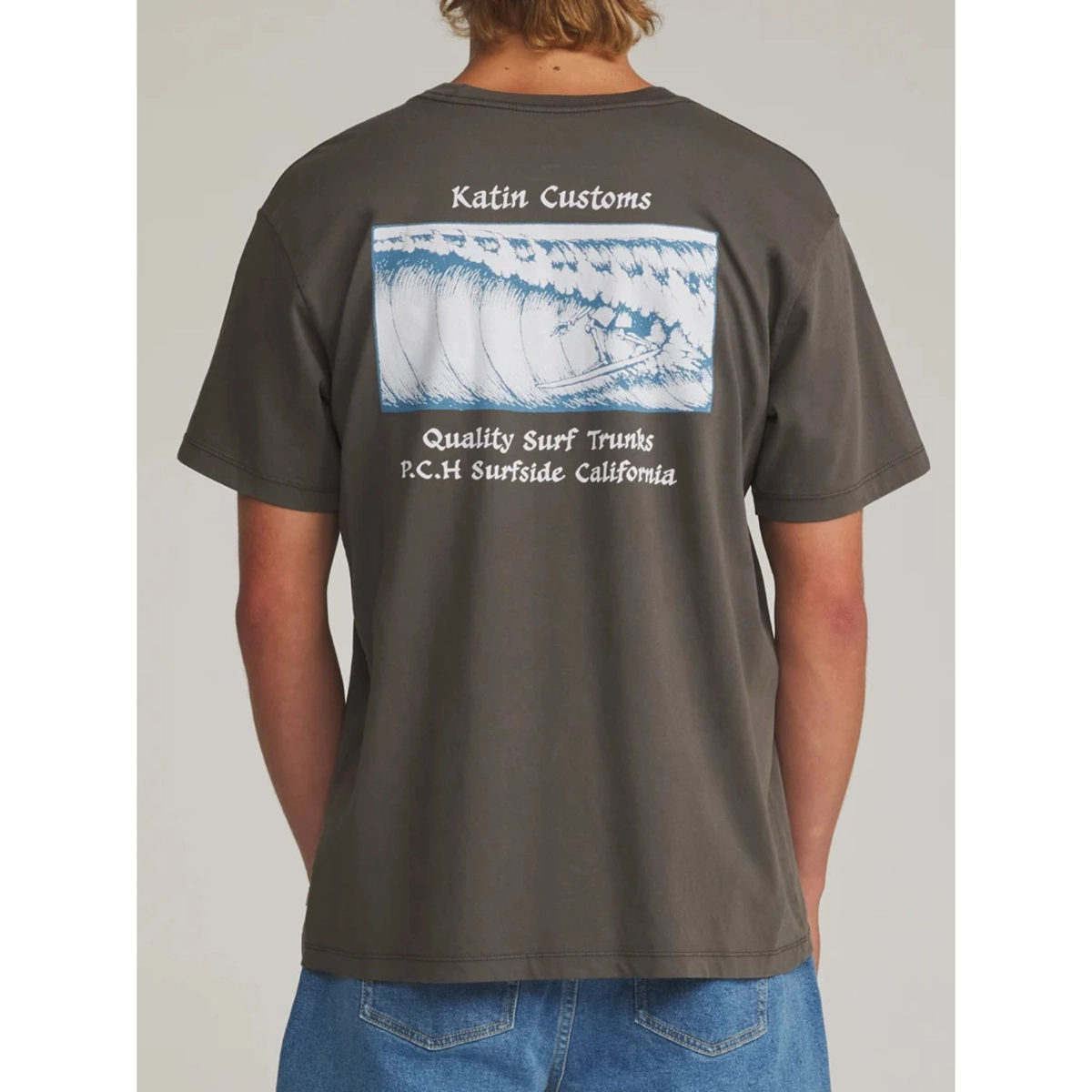T-Shirt, grafisches T-Shirt, Kurzarm, Surfer, Wellenprint
