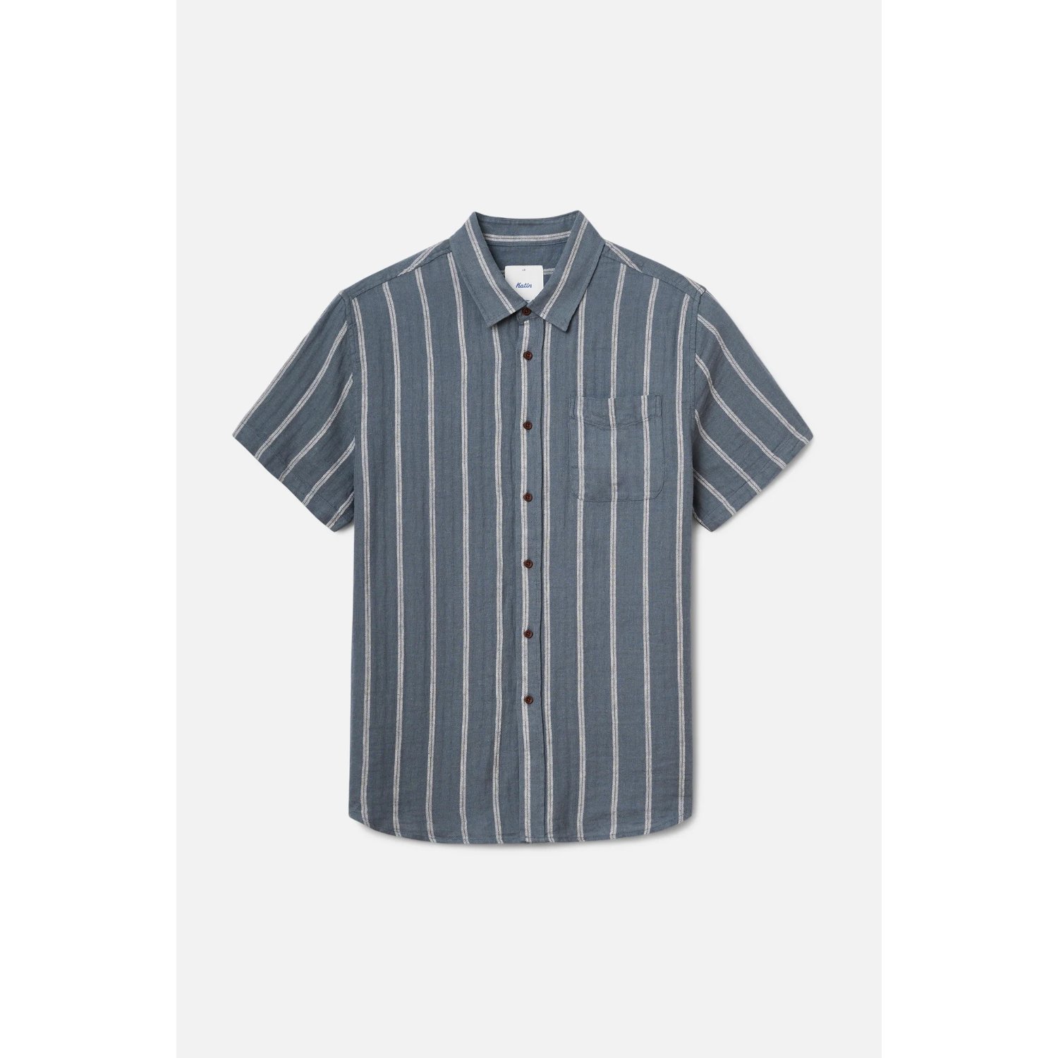 Chemise, rayures, manches courtes, aspect lin, motif : rayures