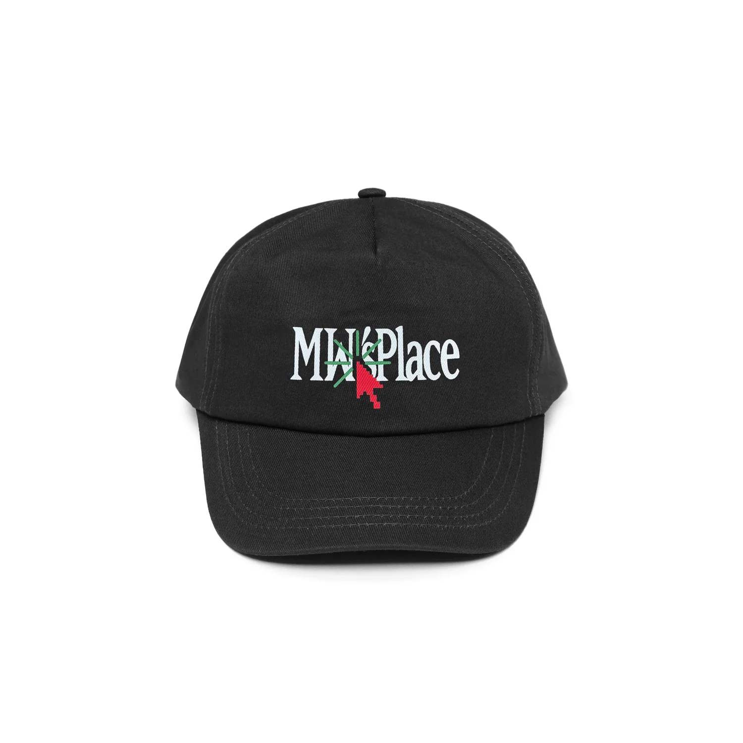Schwarze Baseballkappe, Gebogener Schirm, Logoaufdruck, Mehrfarbiger Schriftzug