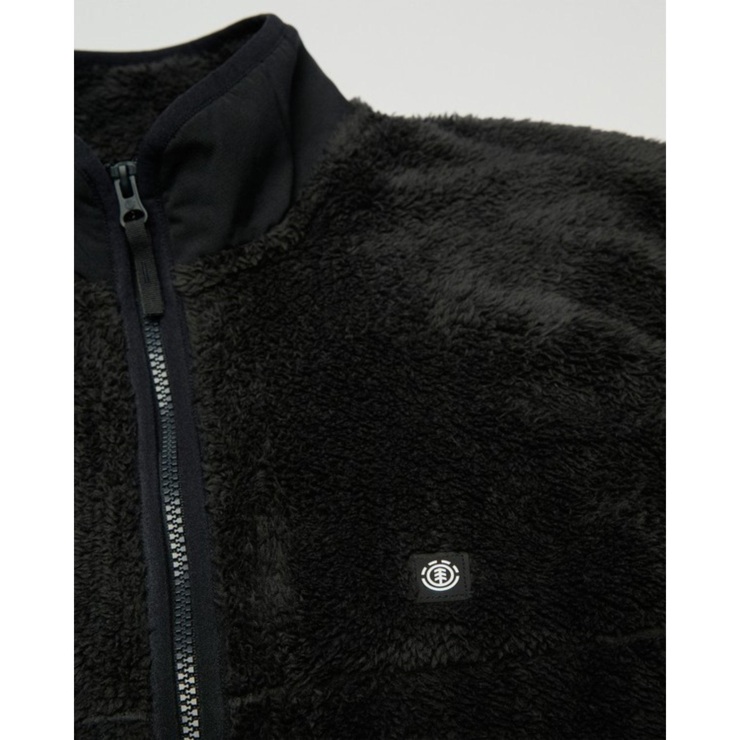 Classic Sherpa Vest Veste de course en polaire, fermeture éclair, noire, fourrure duveteuse, étiquette avec logo