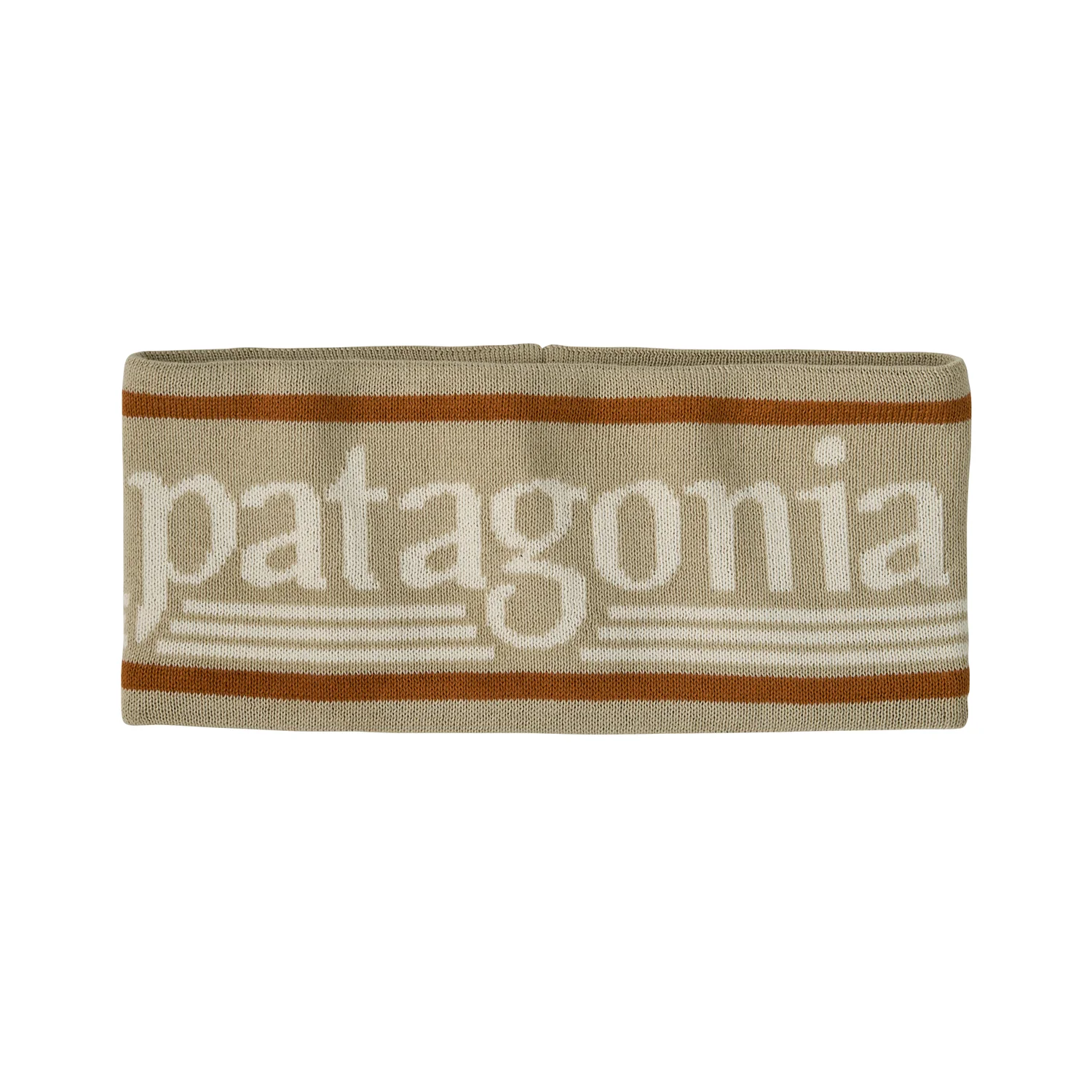 Stirnband, Strick, Beige, Gestreift, Logoaufdruck