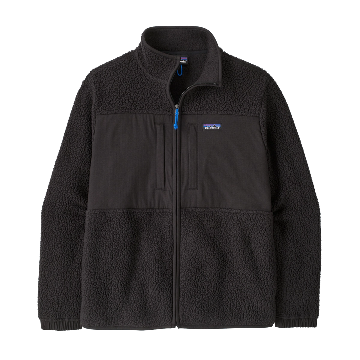 Fleece-Jacke, Kragenhoch, Voll-Reißverschluss, Schwarz, Patagonia