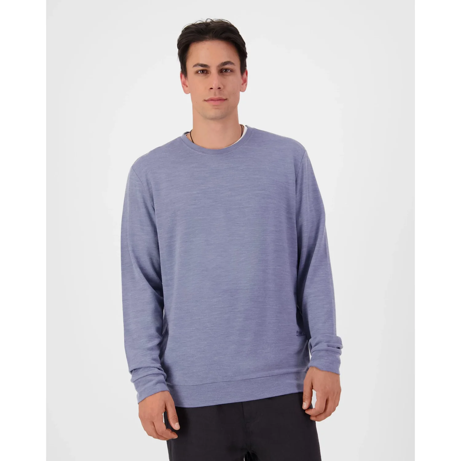 Horizon Merino Crew Herren-Sweatshirt, Langarm, Rundhalsausschnitt, Blau, Einfarbig