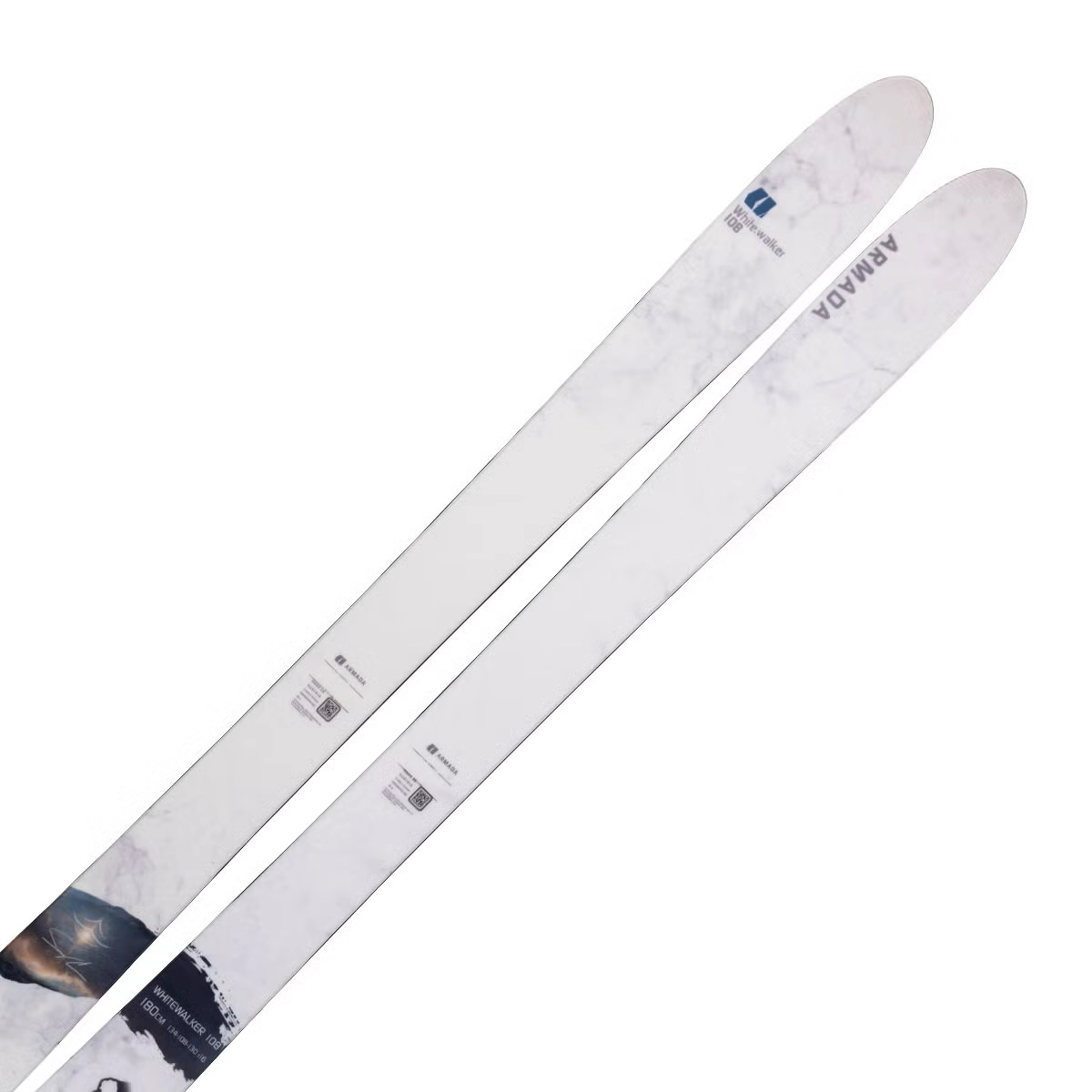 Skis, blanc glacier, motif métallisé, all-mountain, twin-tip