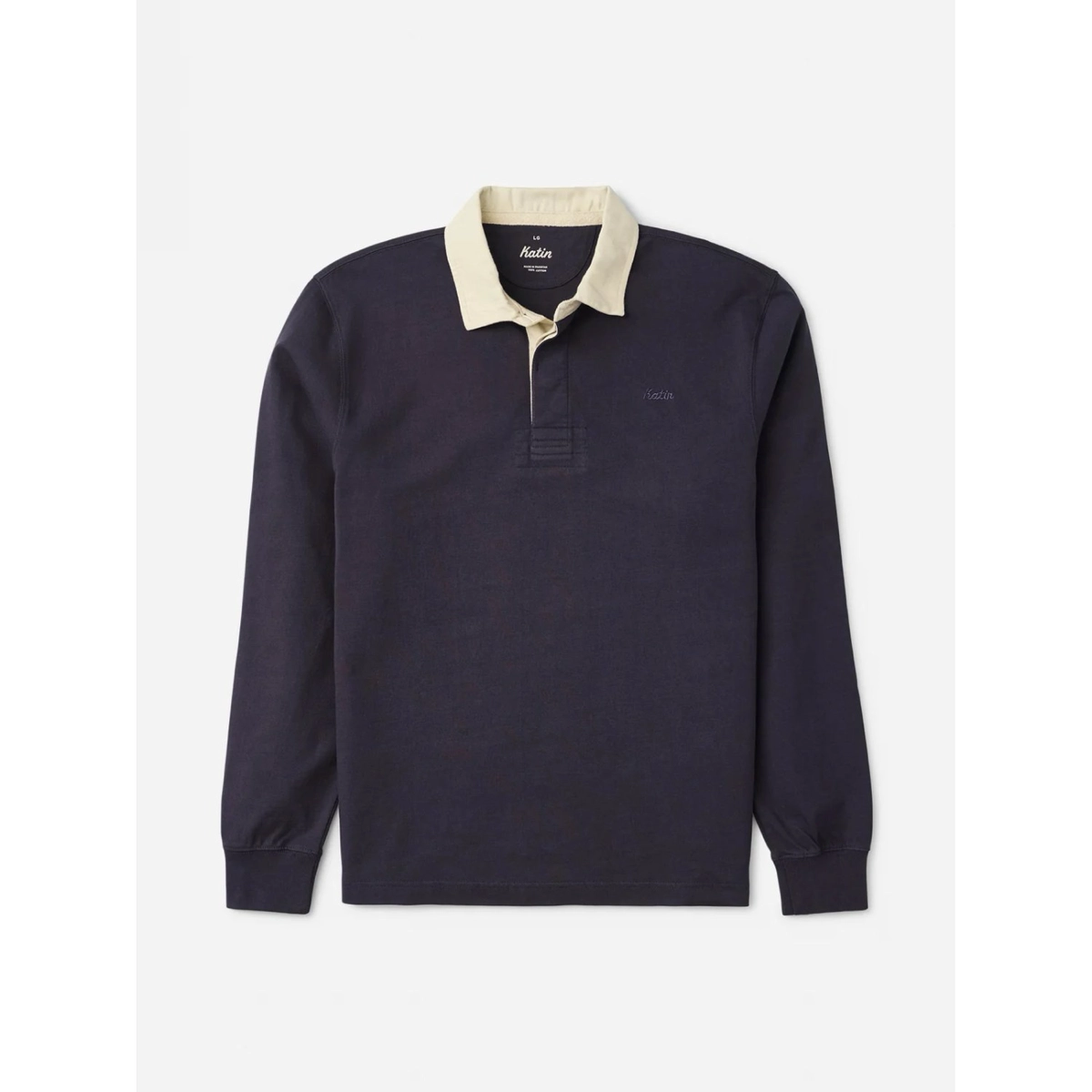 Ronan Polo Langarmshirt, Polohemd, Navy, Kragenkontrast, Langarmshirt