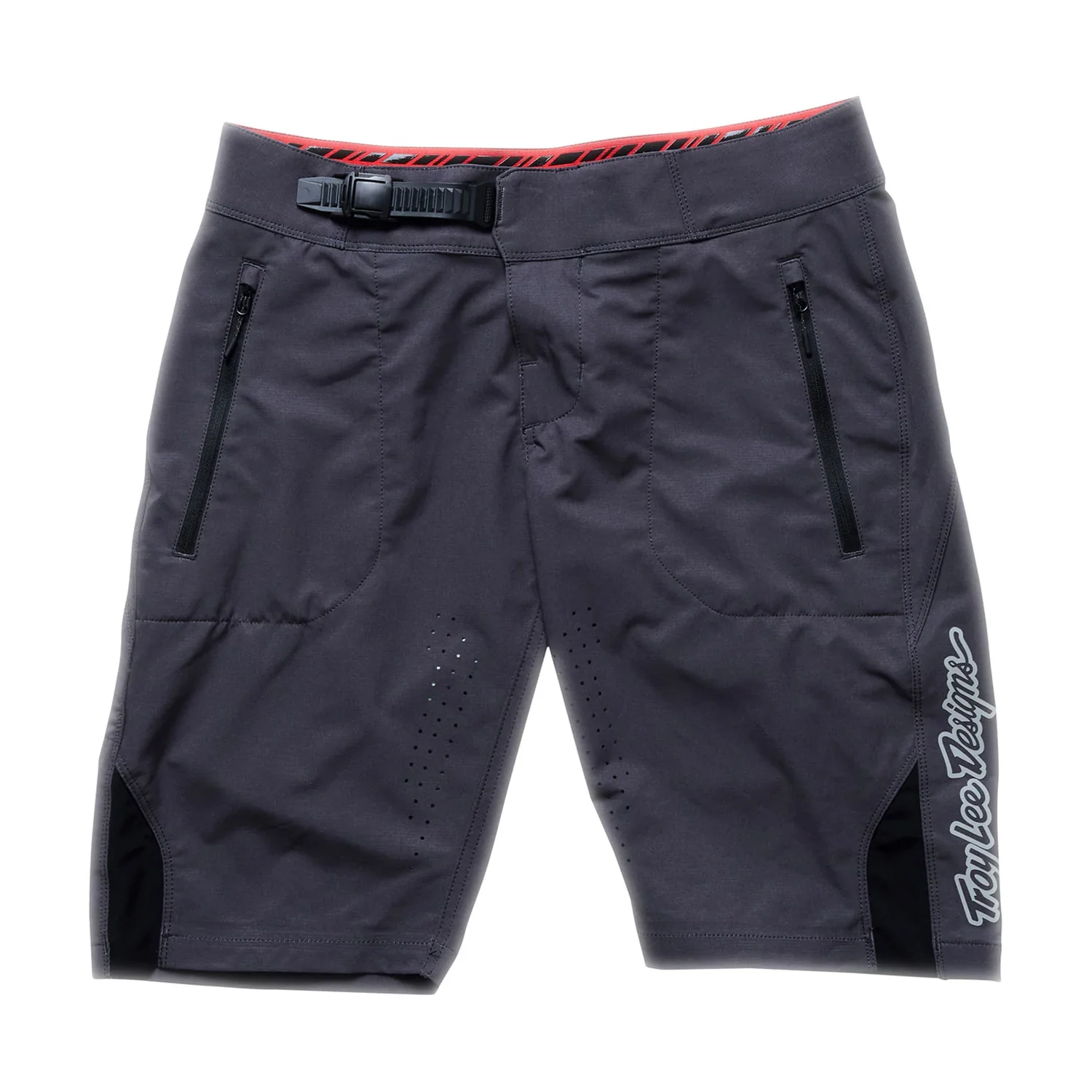 Motorradshorts, Dunkelgrau, Reißverschlusstaschen, Belüftungslöcher, Verstellbarer Bund