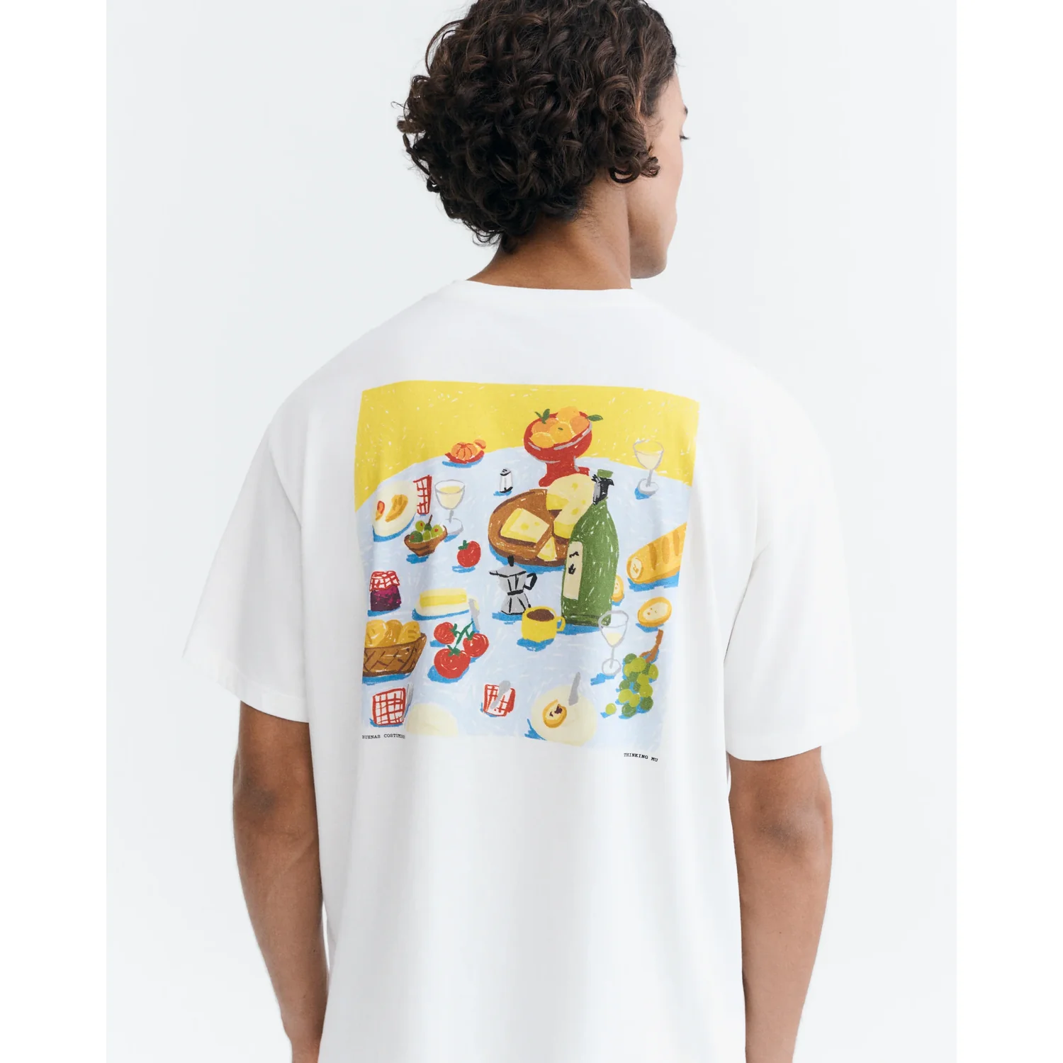 Aaron Tee T-Shirt, weiß, Kurzarm, Rückendruck, Stilllebenmotiv