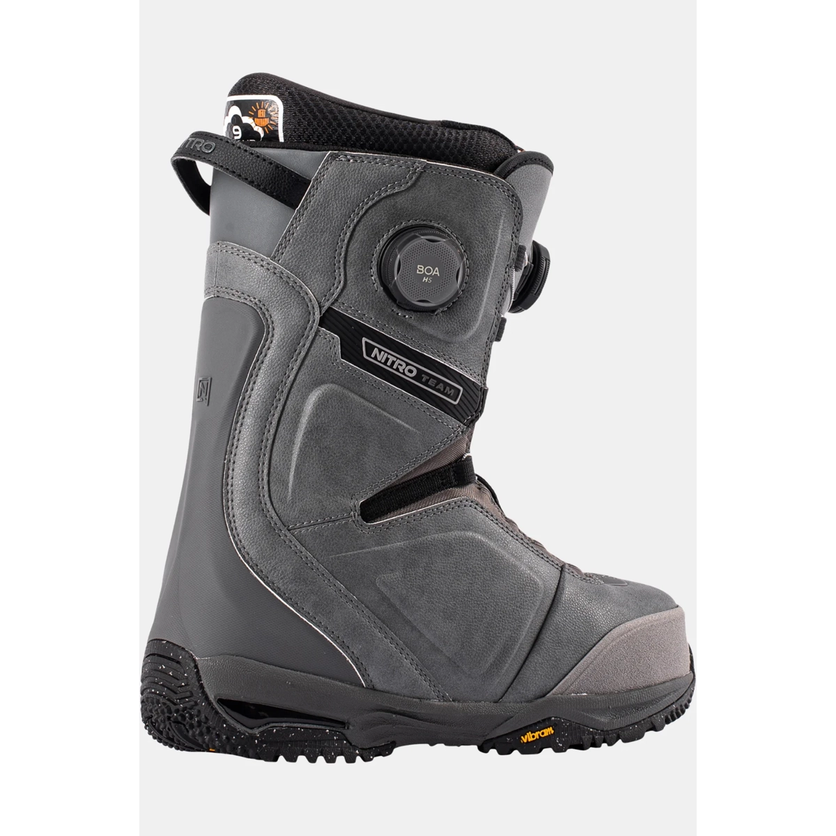 Chaussure, chaussure de snowboard, couleur grise, molette BOA, équipe d'Nitro, chaussure, chaussure de snowboard, renforcée, grise, semelle Vibram