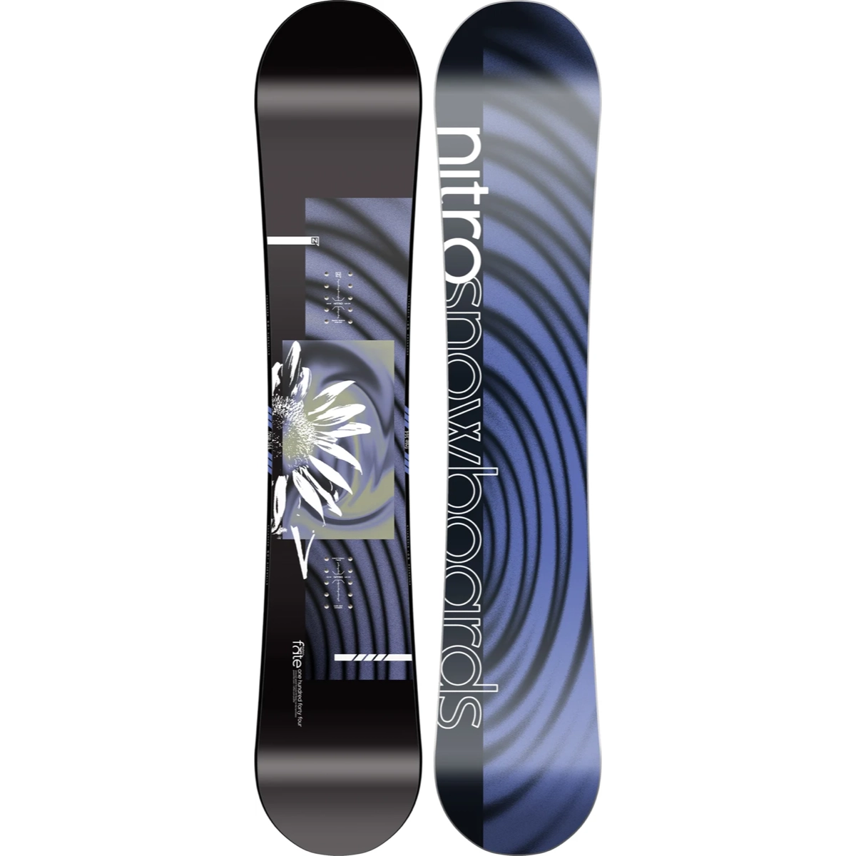 Snowboard, poudreuse, graphisme, ripstop, bleu, snowboard, motif graphique, dégradé de bleu, motif en spirale, touches florales