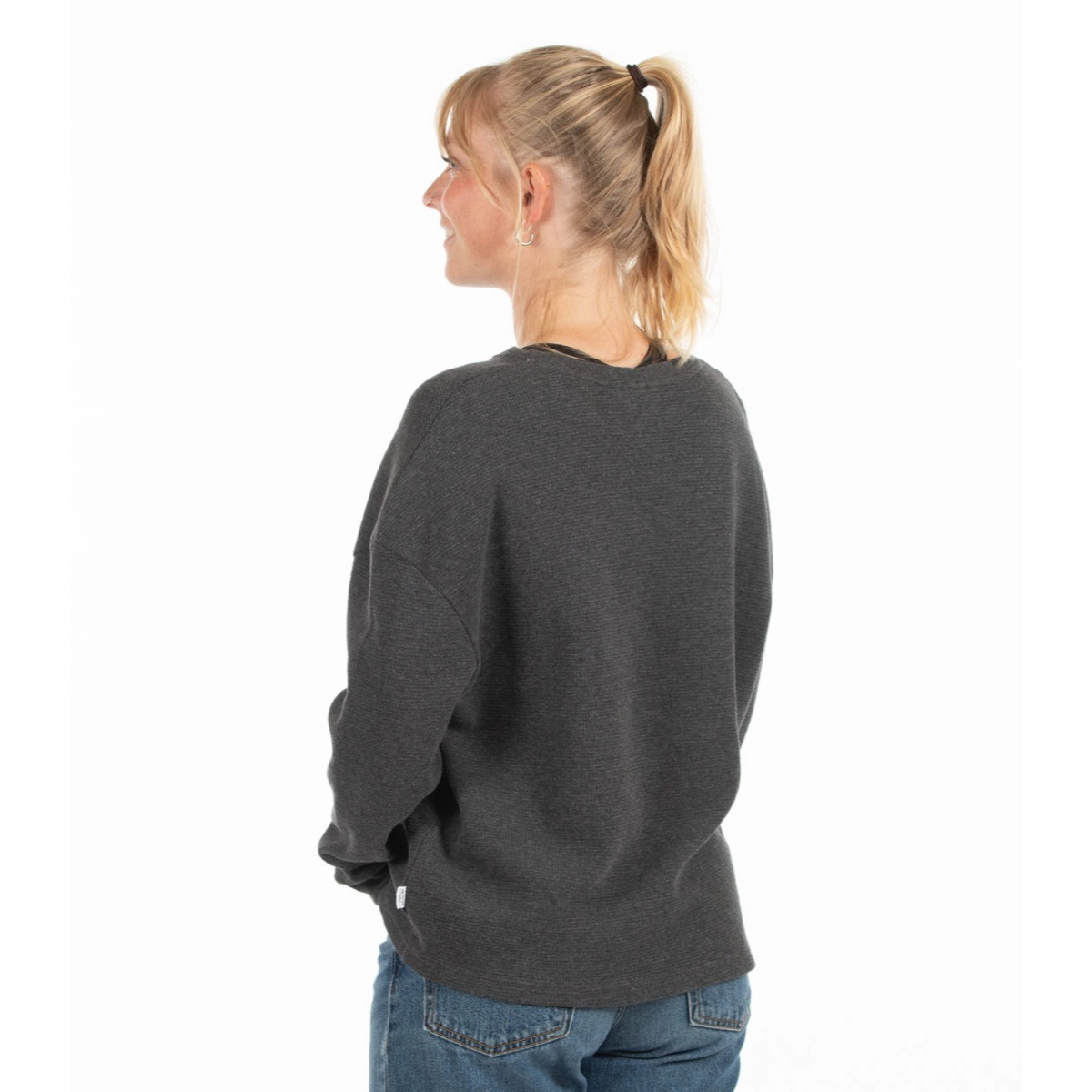 Waffle Crewneck Whatever Man Waffle Crewneck Darkgrey Melange, vue 2