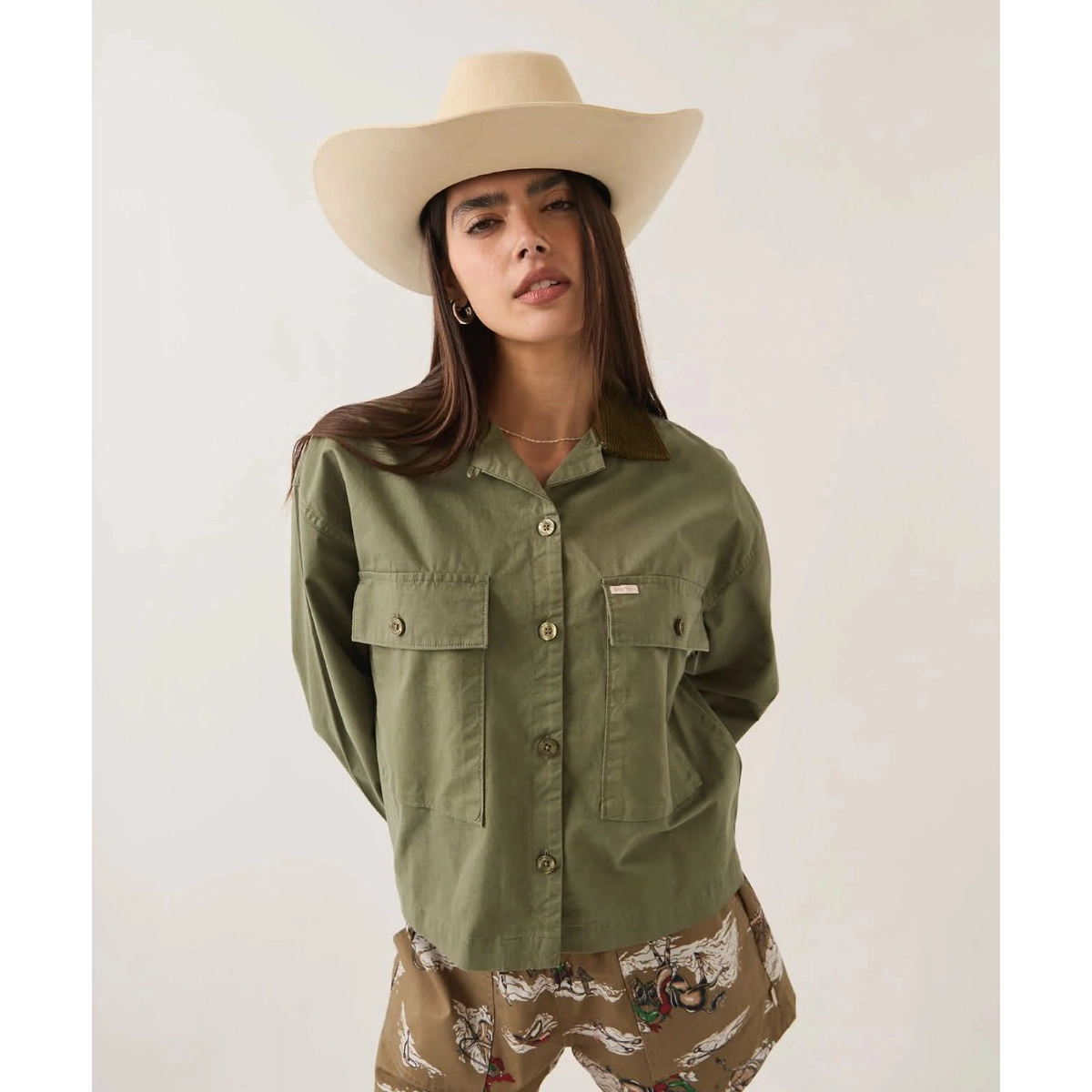 Utopia Overshirt Jacket, Olivegrün, Cargo-Hemd, Knopf-Vorne, Taschenhemd