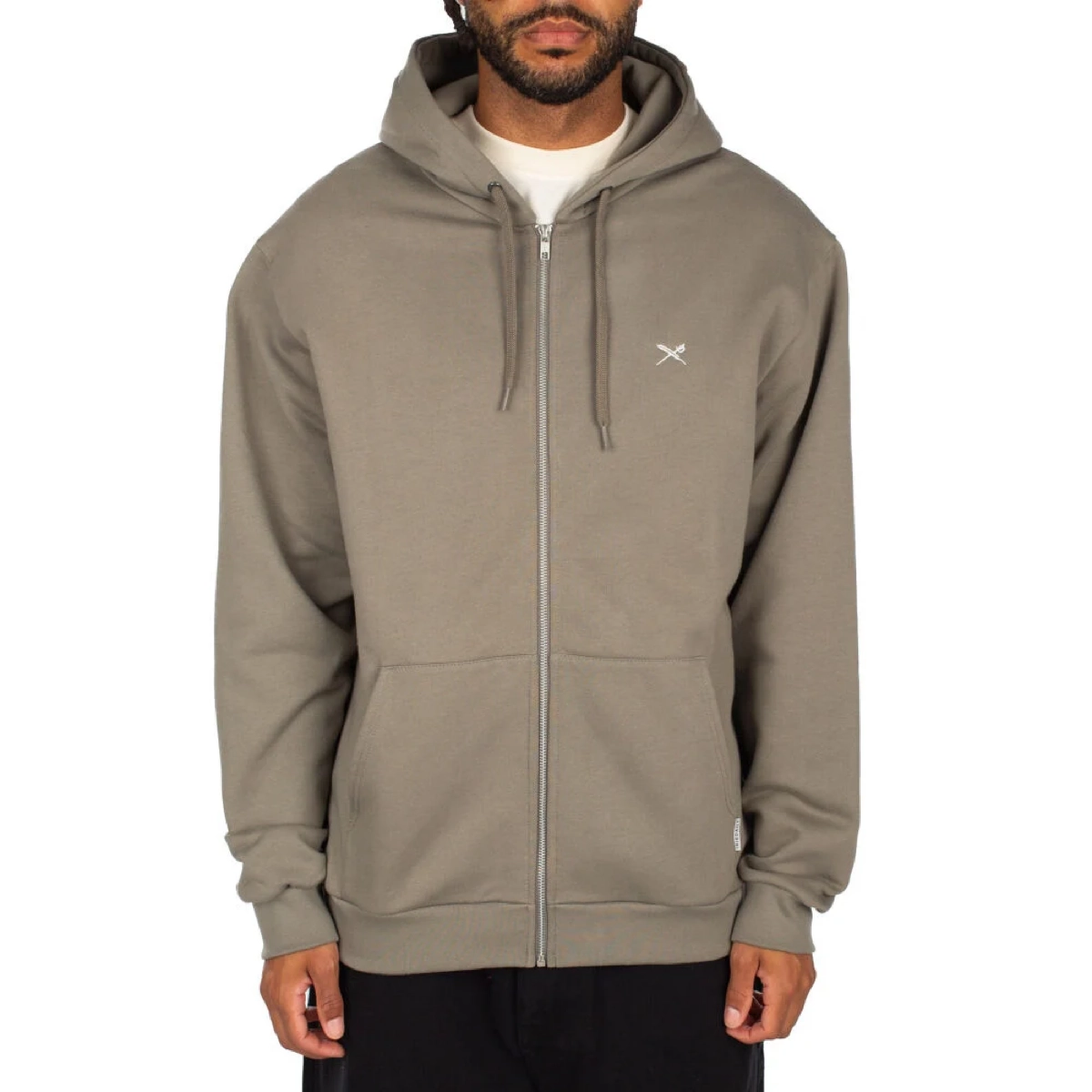 Mini Flag 2 Zip Hood Hoodie, Reißverschluss, Vorne Reißverschluss, Kapuzenpulli, Beige