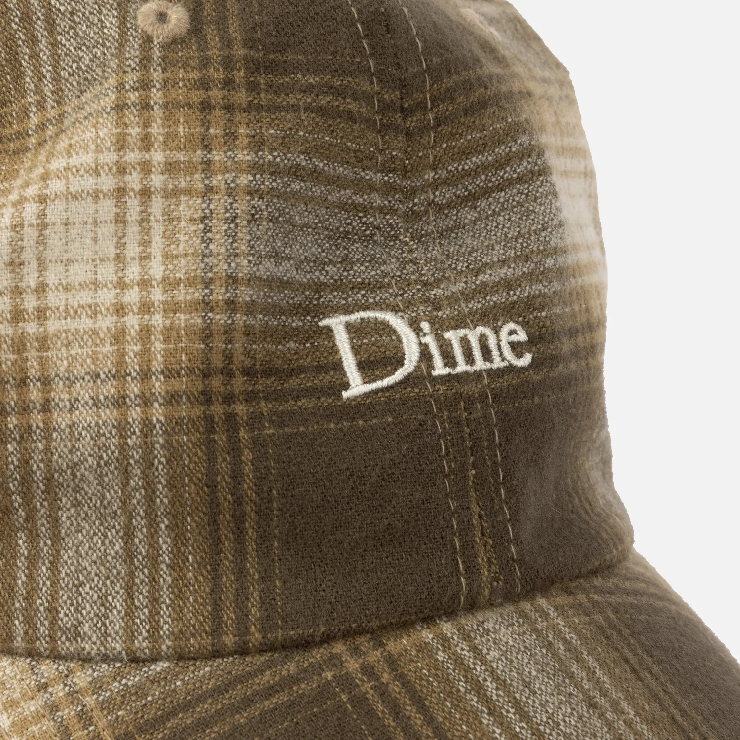 Basecap, Karomuster, Braun-Beige, Stoffkappe, Gebogener Schirm