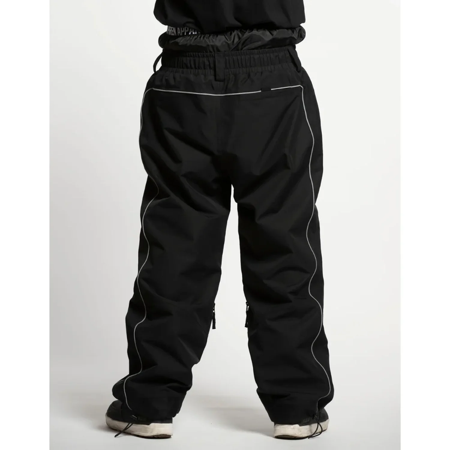 Apex Pant Pantalon de neige, noir, taille élastiquée, bandes réfléchissantes, fermetures à glissière