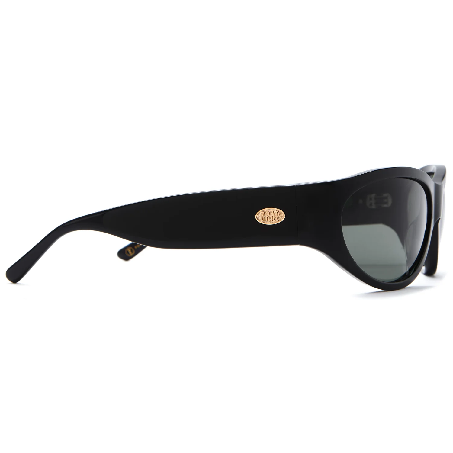 The Funk Daddy Polarized Sonnenbrille, schwarzer Kunststoff, dunkle Gläser, breiter Rahmen, ovale Gläser