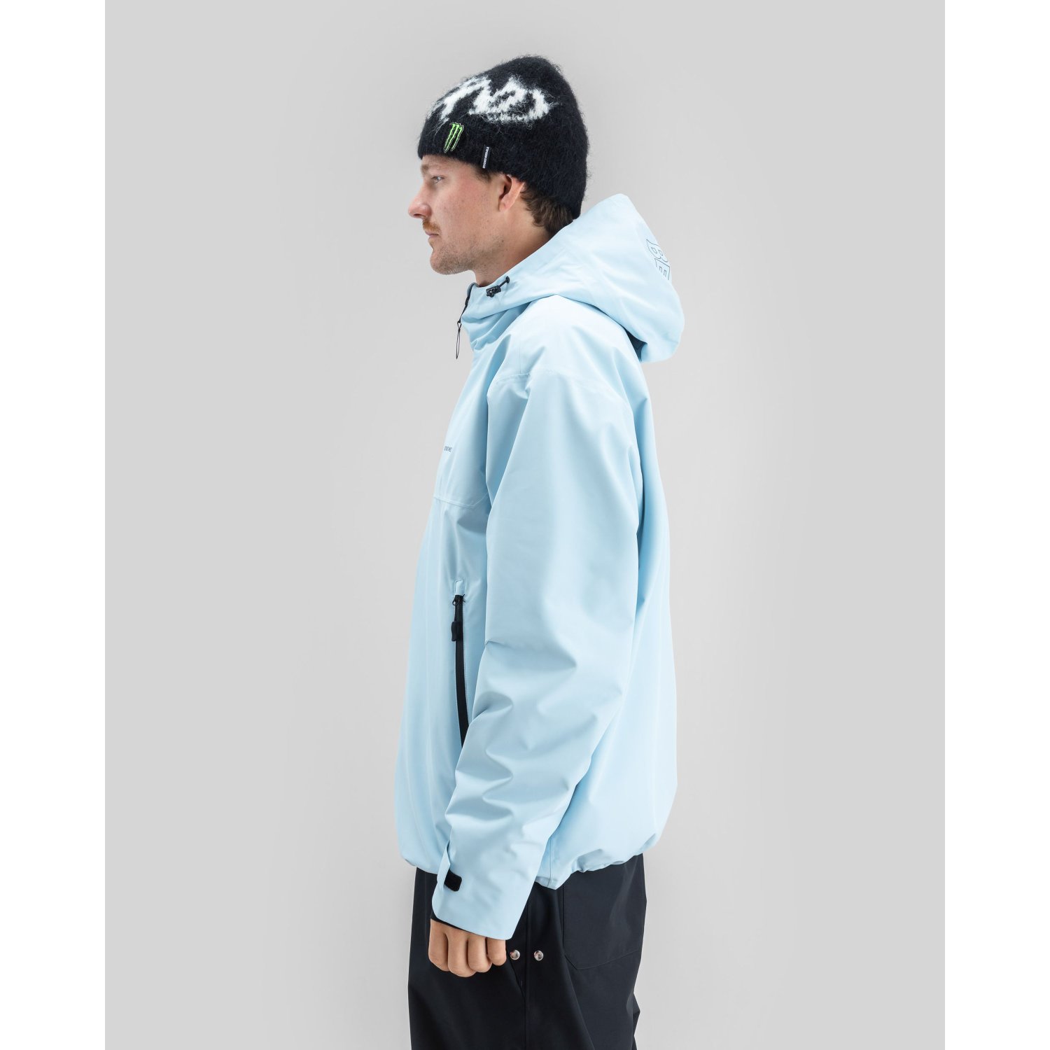 Veste pour homme, softshell, bleu clair, capuche, poche zippée