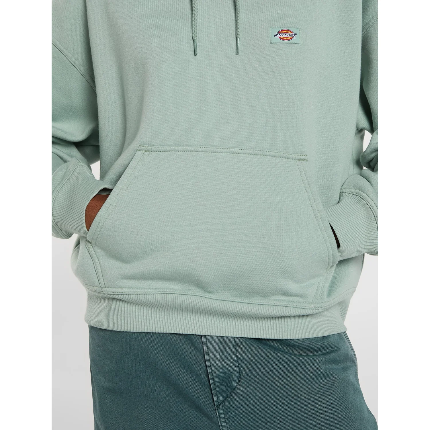 Sweat à capuche, pull, poche kangourou, bord-côte au col, vert pastel, col montant, vert menthe, capuche, poche kangourou, vert menthe, cordon de serrage