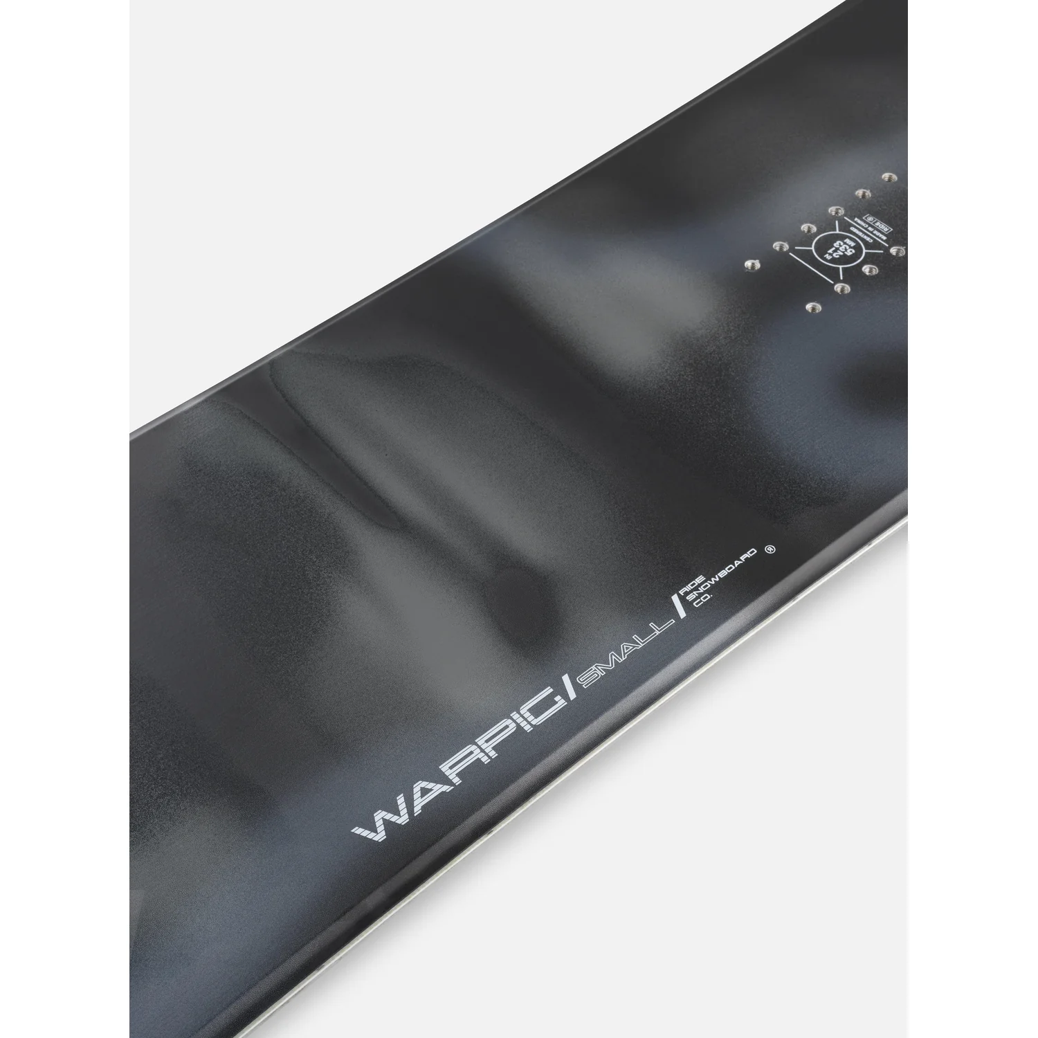 Warpig Snowboard, schwarz, Bindungseinsätze, glänzende Oberfläche
