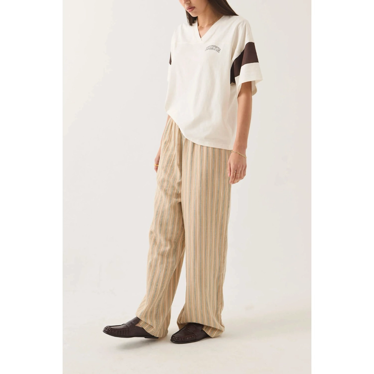 Harem Pants, Striped Pants, Beige Pants, Wide Leg, Cotton Blend, Hose, Streifen, Beige, Hemd?, Lounge