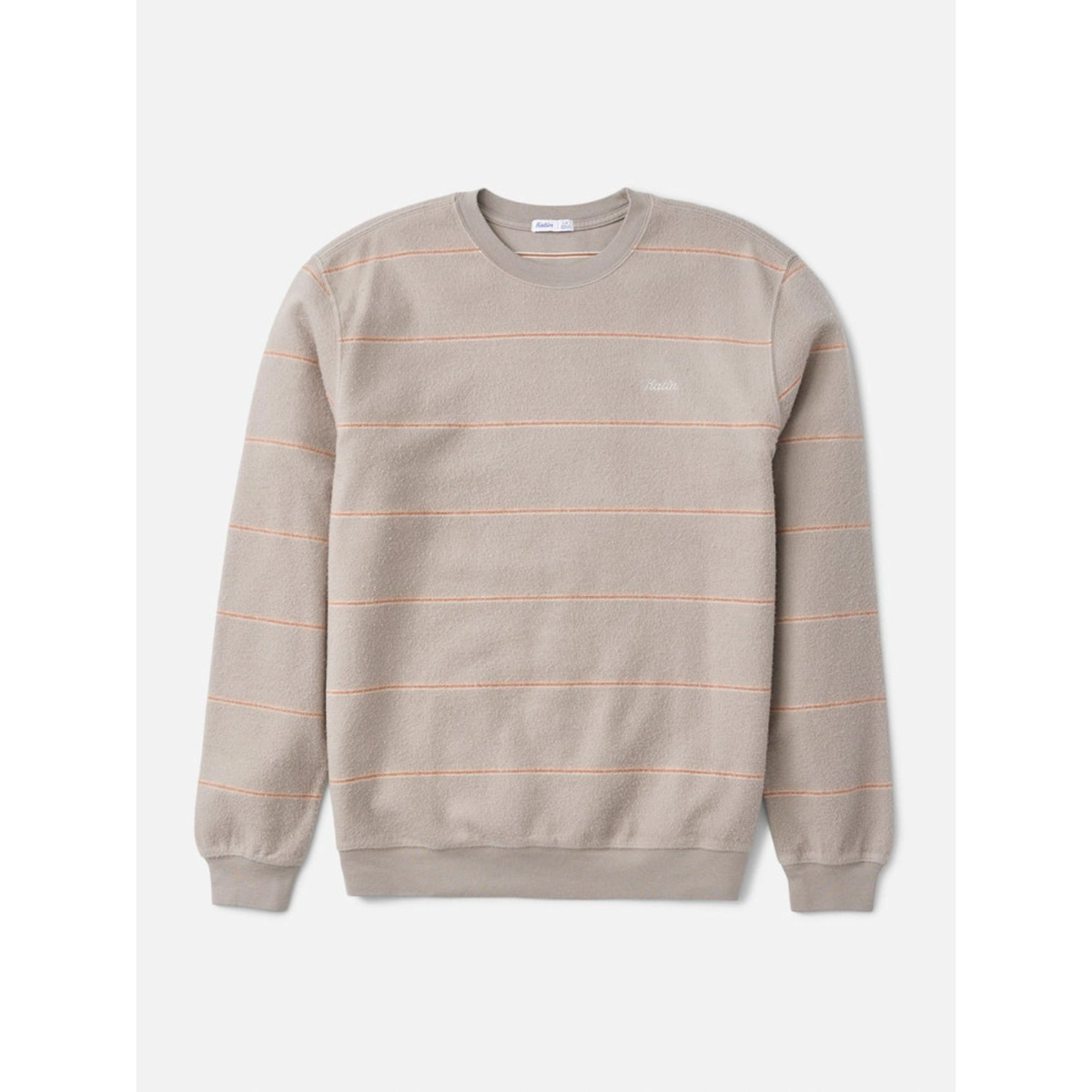  sweat-shirt, rayé, beige, manches longues, col rond
