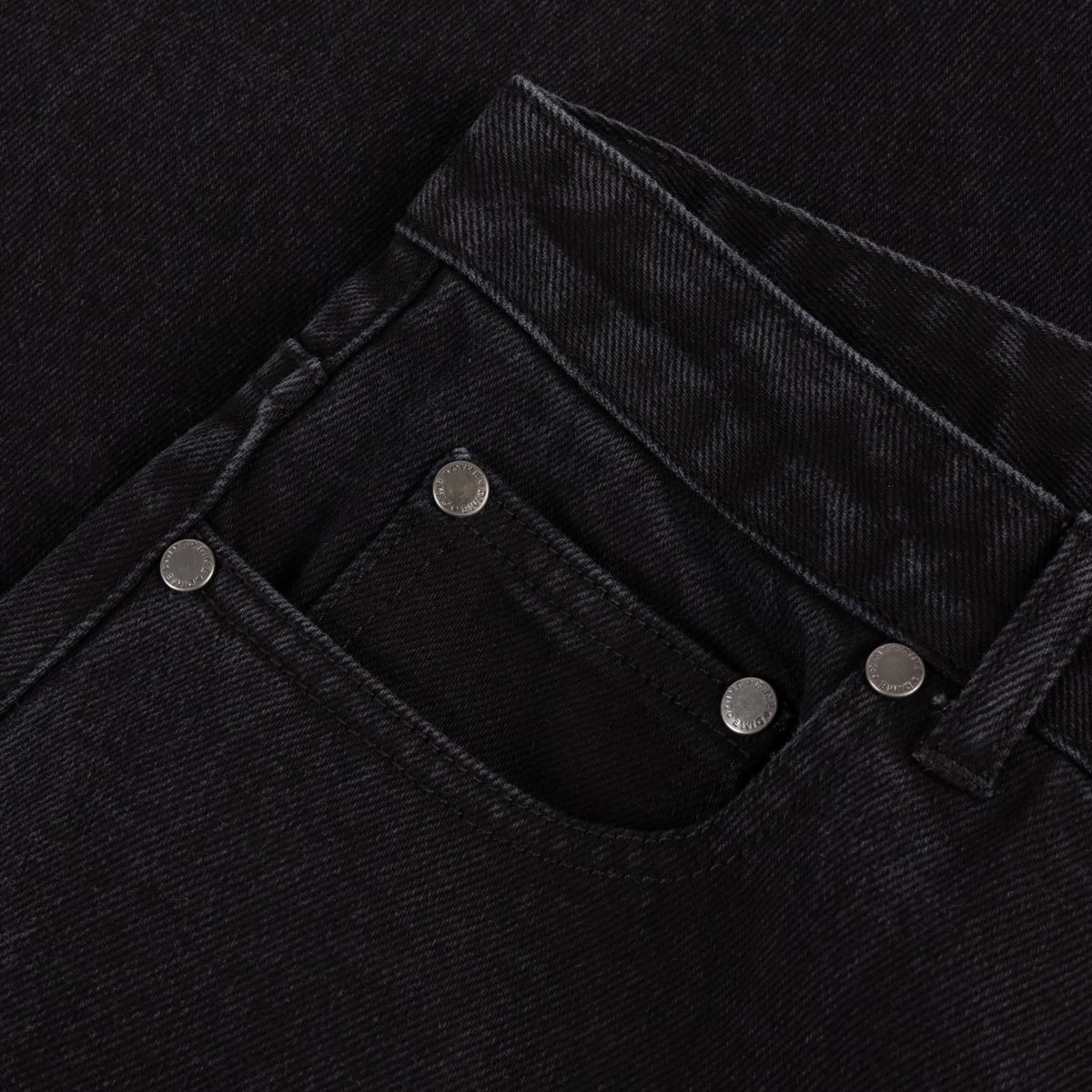 Women's Baggy Denim Pants Jeans, Denim, Dunkelwasch, Metallknöpfe, Nähte, jeans, Denim, Jeans Frontentasche, Schwarz, Metall-Nieten
