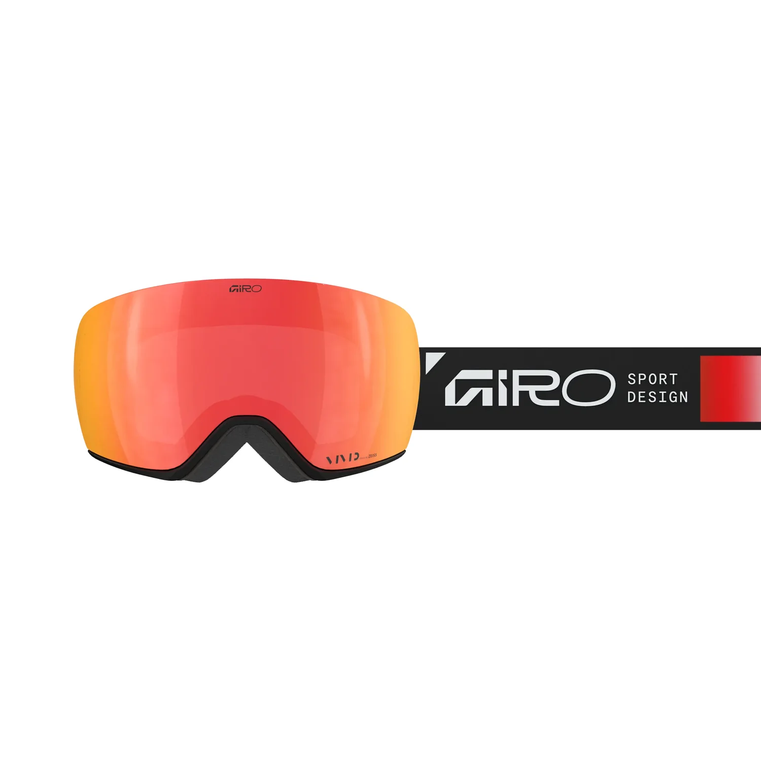 Lunettes de ski, verres miroités, verres rouge-orange, monture noire, large champ de vision