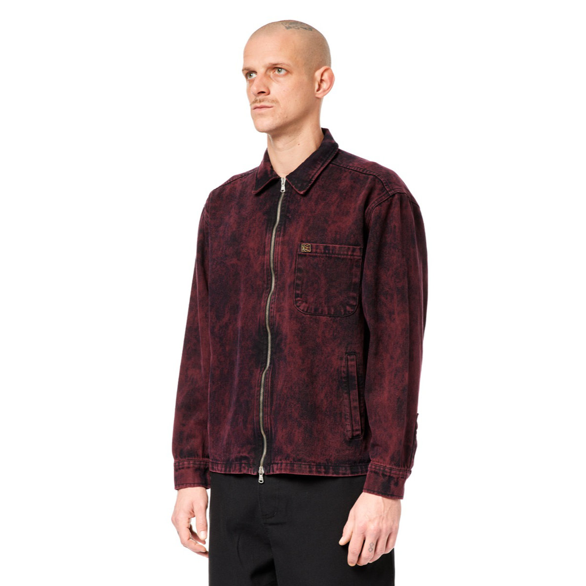 Surchemise en denim délavé à l'acide Manches longues, polaire, chemise, homme, personne