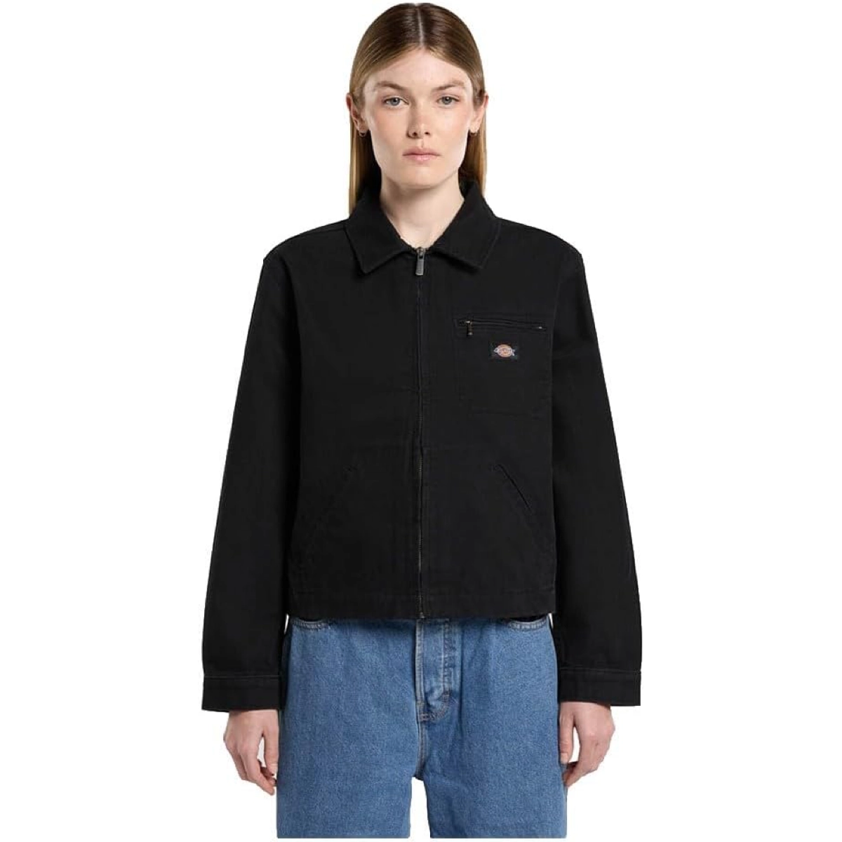 Unl. Canv. Painter Jacket W veste, veste de motard, noire, fermeture éclair, poche sur la poitrine