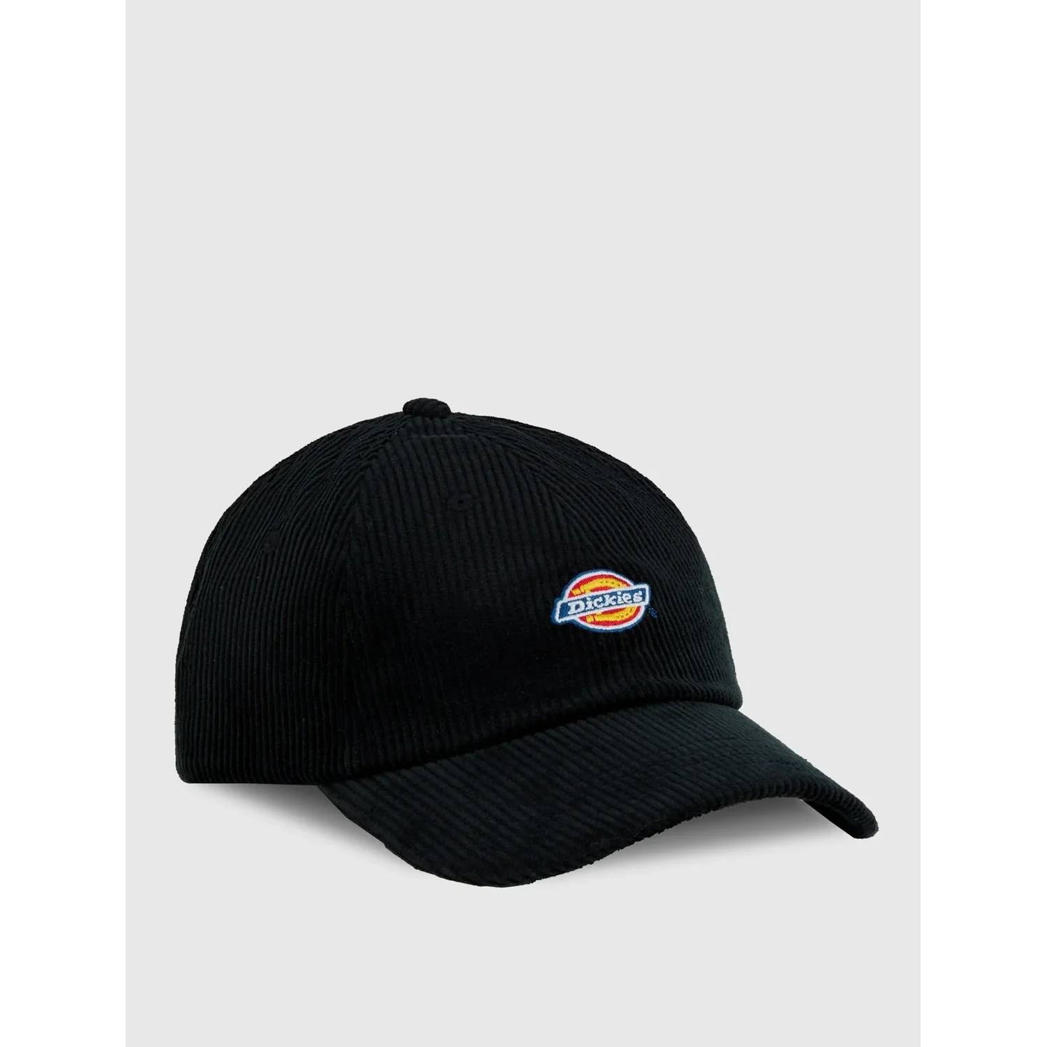 Casquette de baseball, noire, en velours côtelé, visière courbée, écusson avec logo
