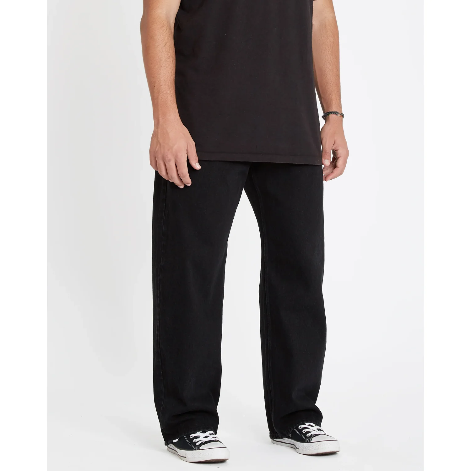 Billow Denim Herrenjeans, Schwarz, Weites Bein, Denim, Lange Hose